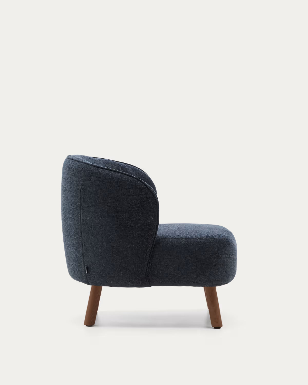 ULIT armchair in blue-gray chenille with a dark ash base.