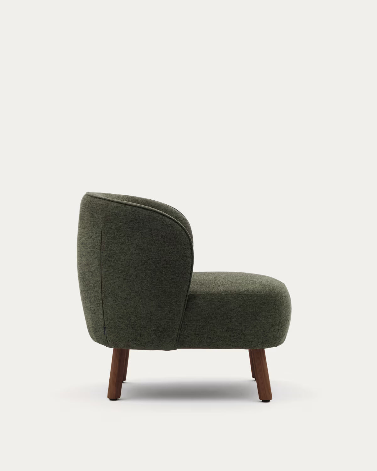 ULIT armchair in green chenille with a dark ash base