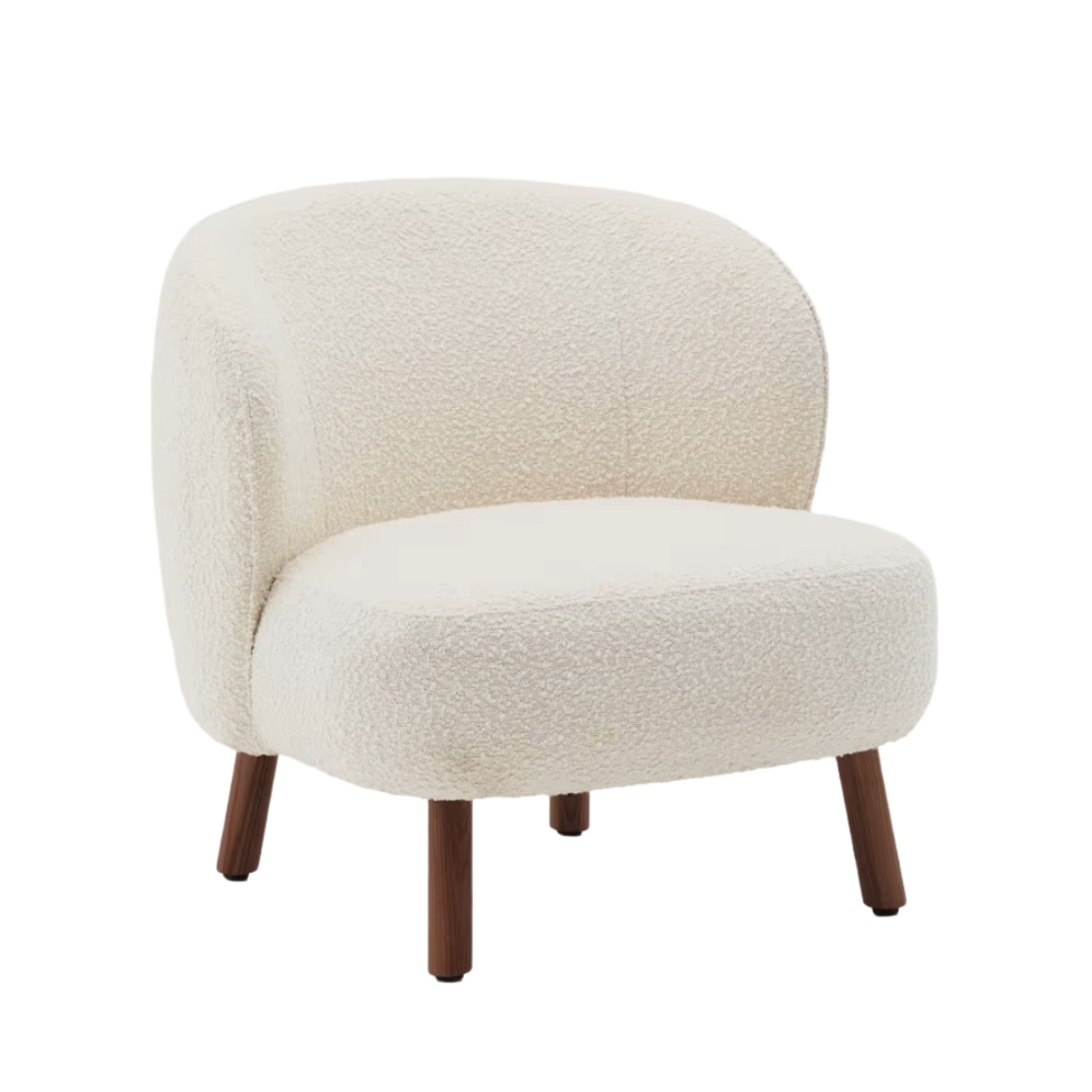 ULIT armchair in white lambswool with a dark ash base