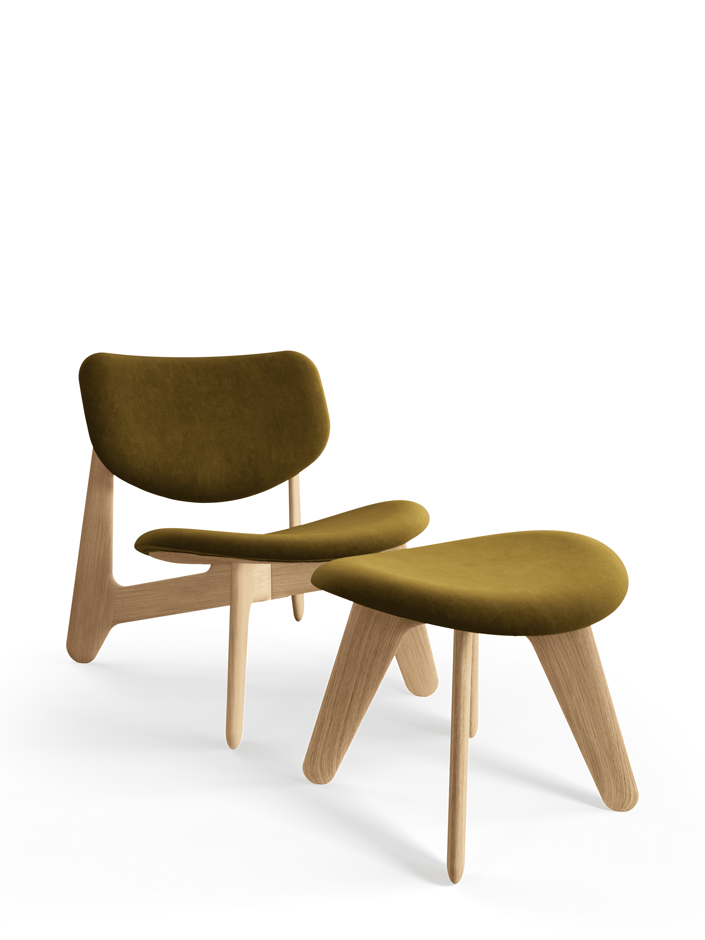 SLAB Armchair in Khaki with Oak Base