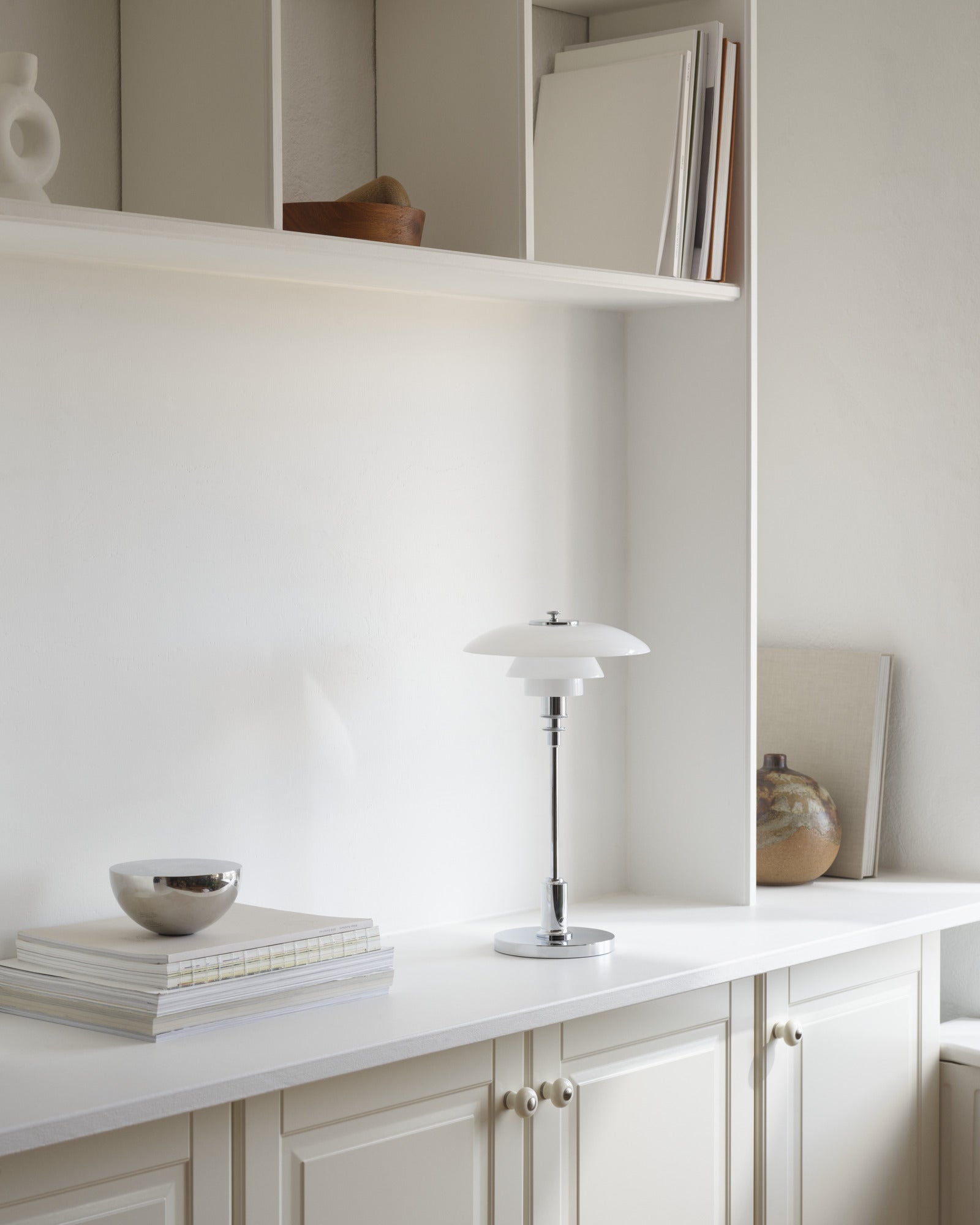 Portable lamp PH 2/1 white with chrome base