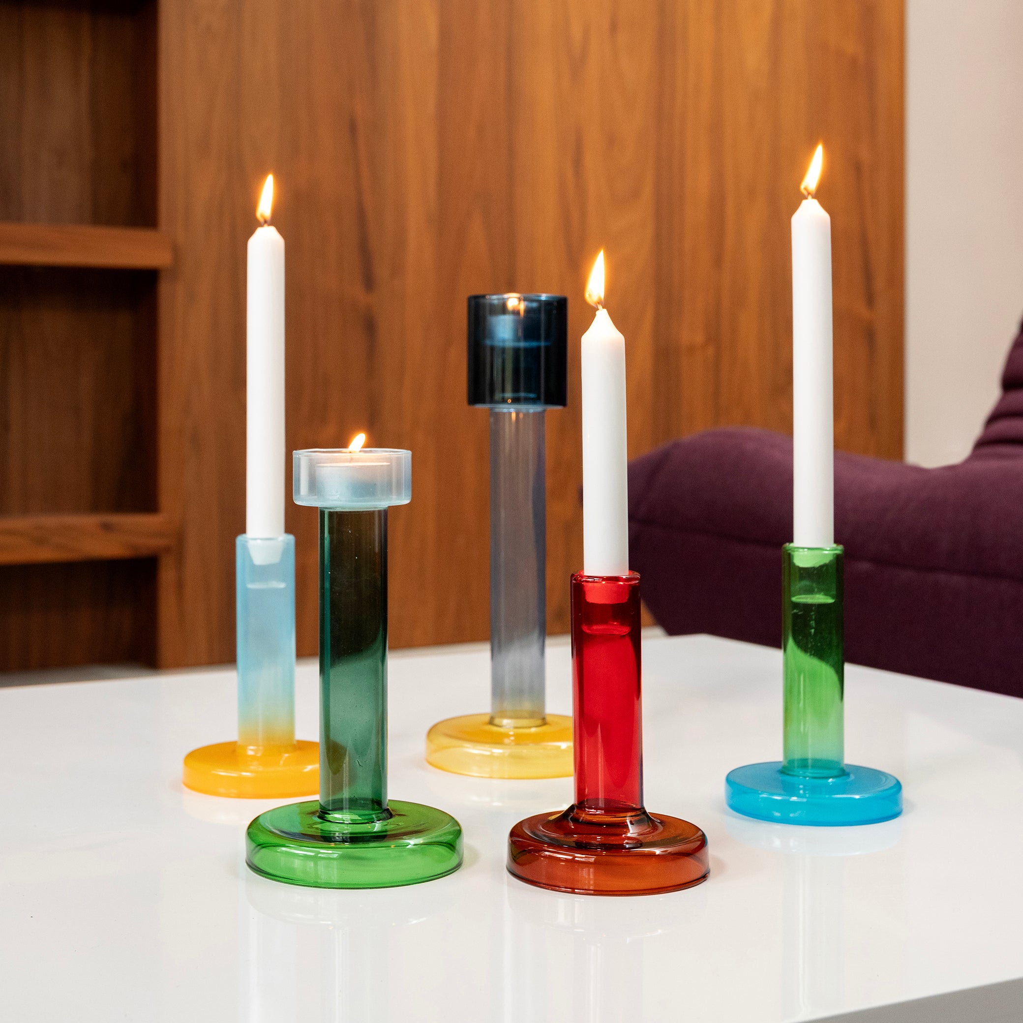 Yellow BOLE Candle Holder with Blue