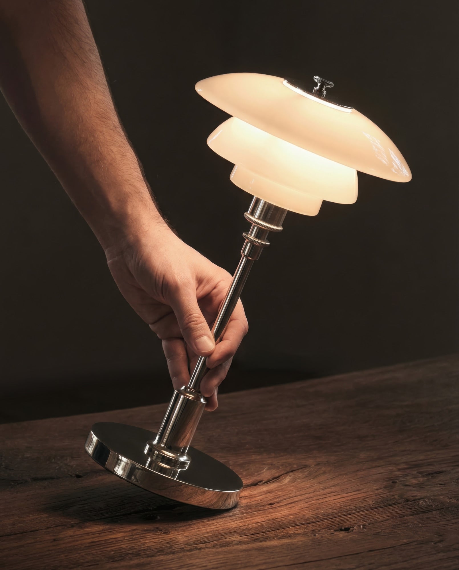 Portable lamp PH 1/1 white with chrome base