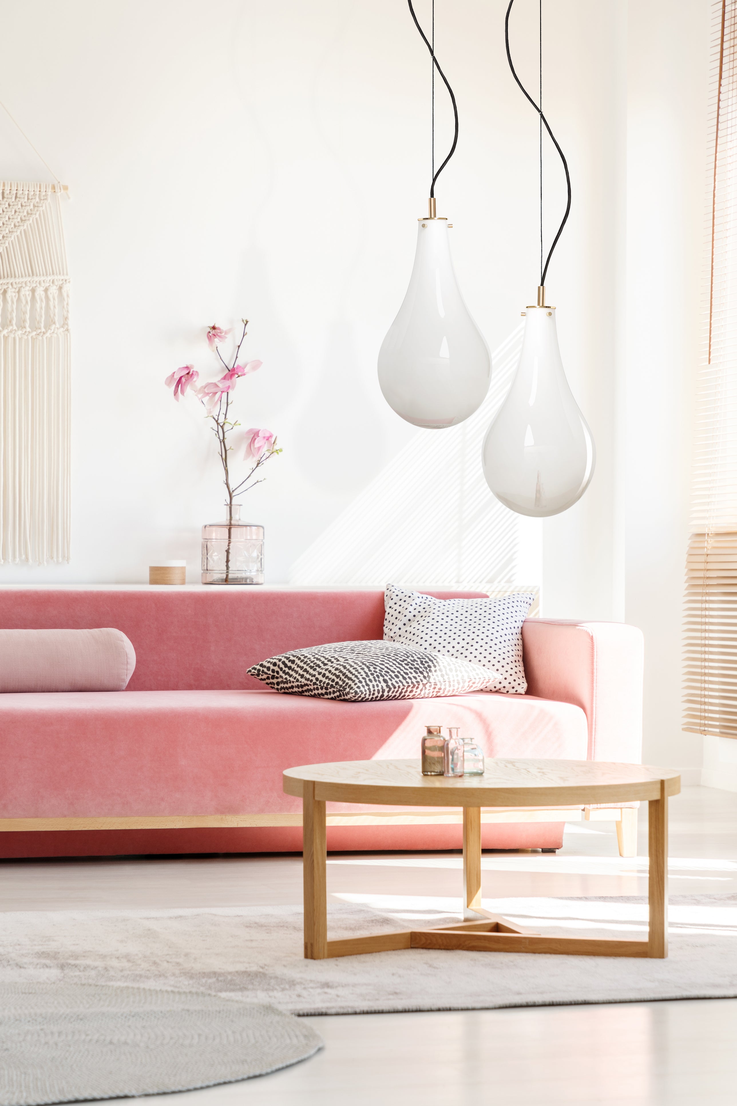 STILLA 2 pendant lamp white with gold finish