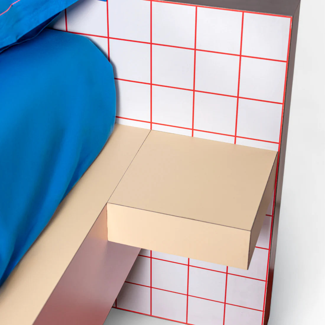 SUPERBED RED GRID pink with turquoise