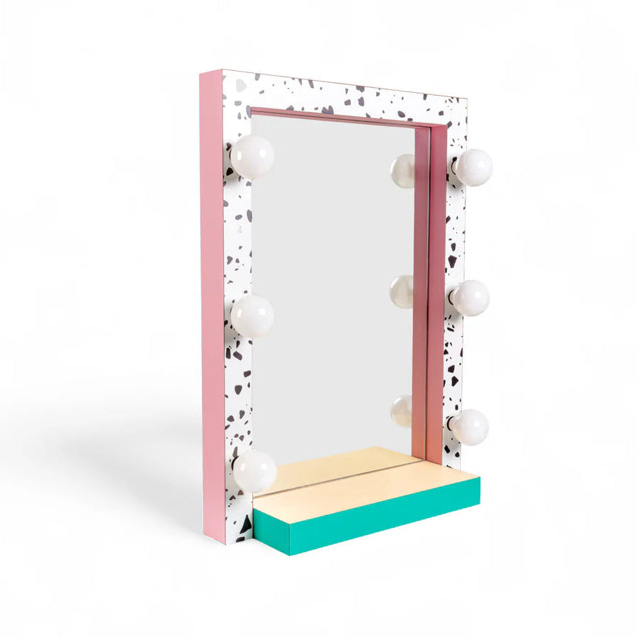 SUPERMIRROR TERRAZZO white with pink and turquoise