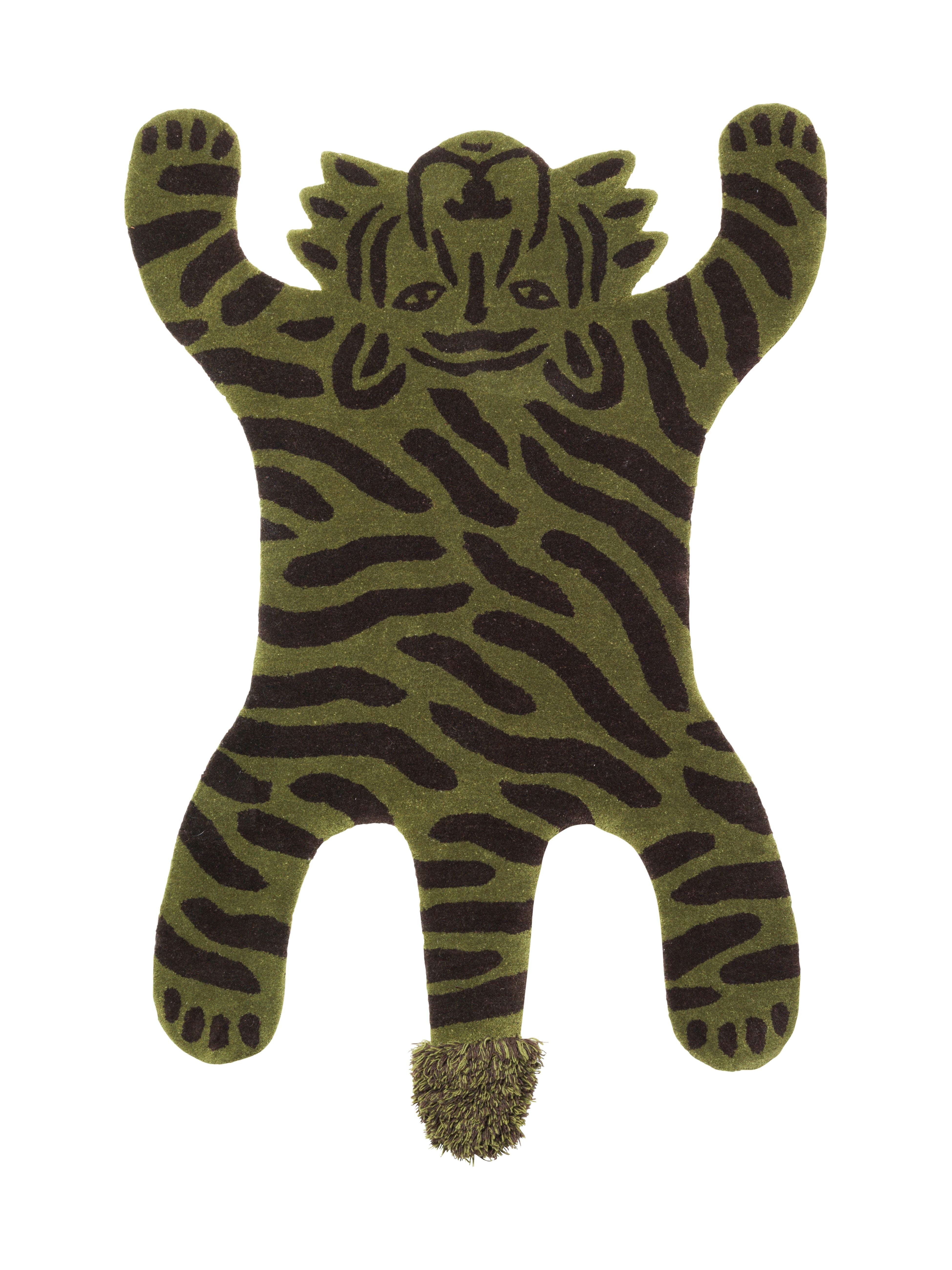 Teppich SAFARI TIGER dunkelgrün mit schwarz 