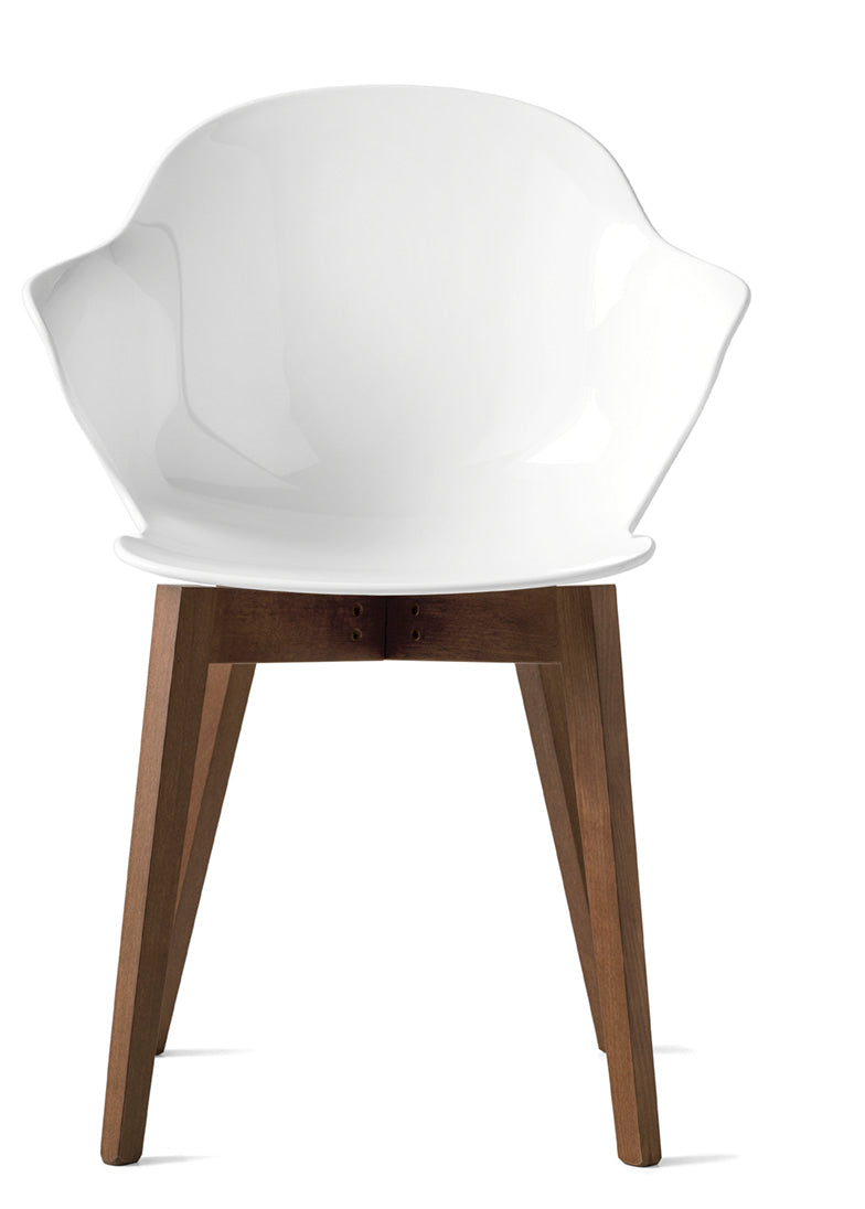 SAINT TROPEZ Chair with White Seat and Dark Wooden Base