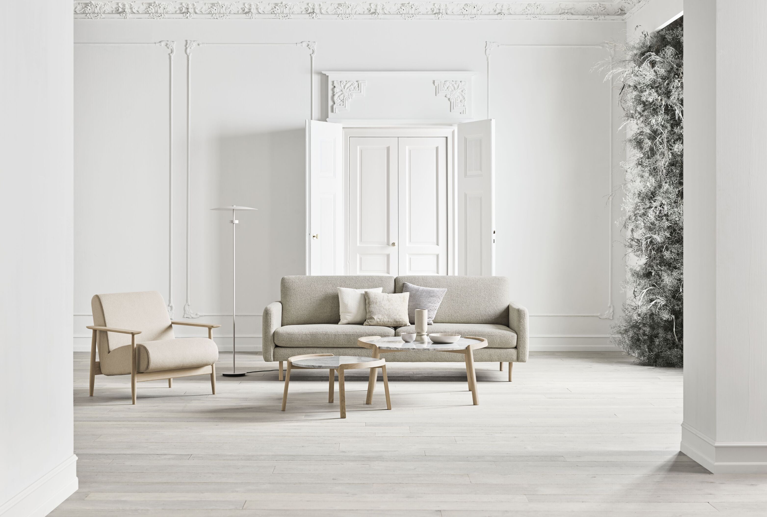 3-person Sofa Scandinavia Remix base of bleached oak wood