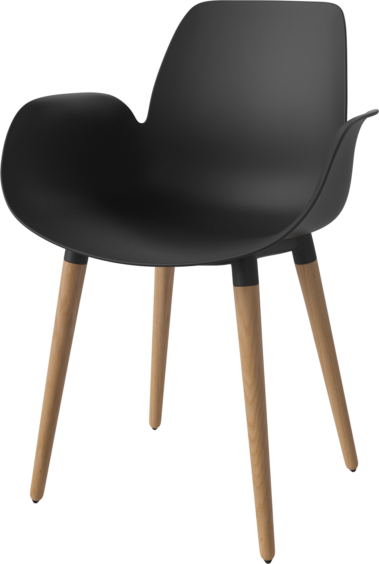 Chair with Seed Black armrests with an oak base