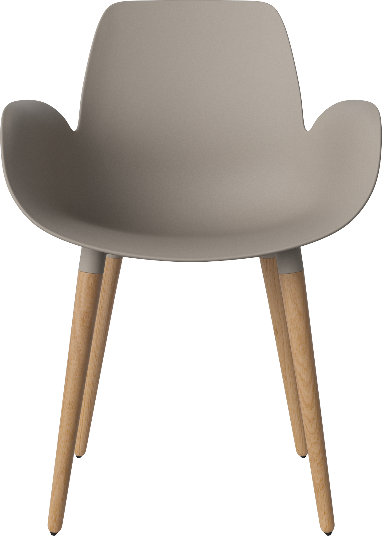 Chair with seed beige armrests with an oak base