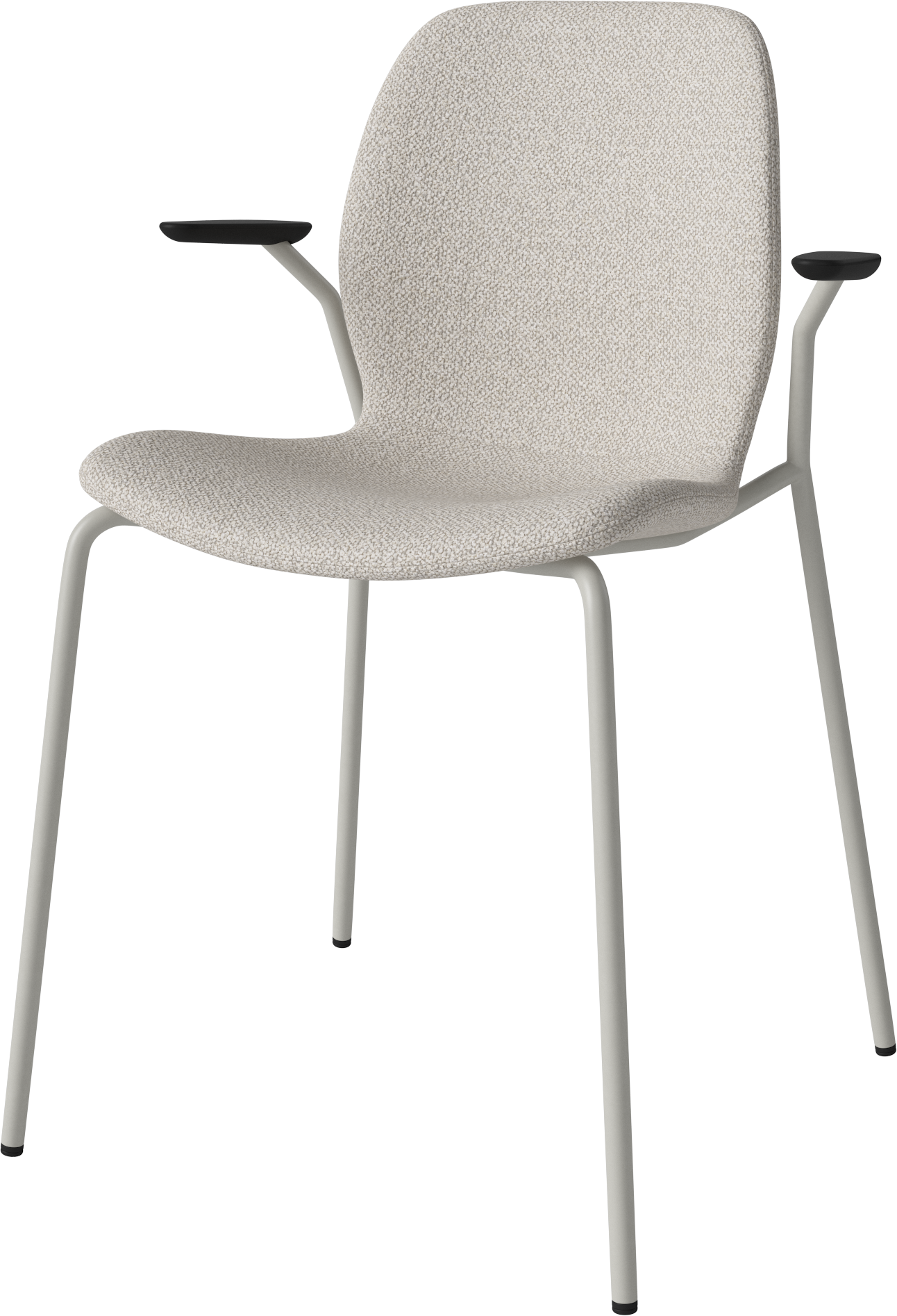 Seed chair upholstered with a gray base