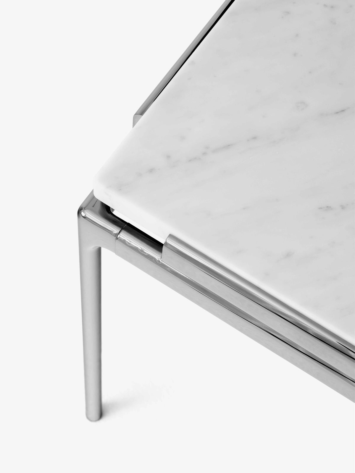 Side table SETT LN11 white marble top with chrome base