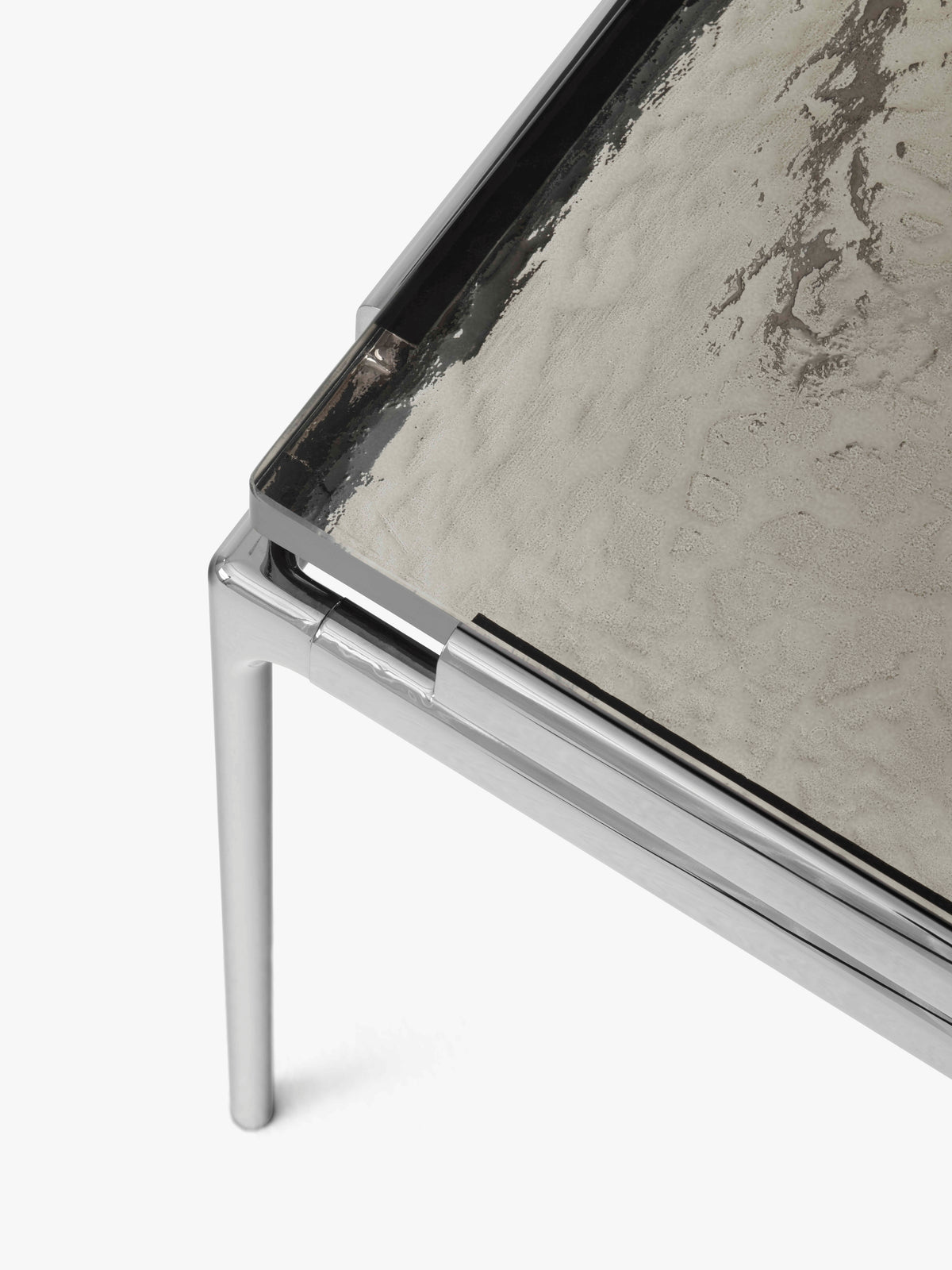 Side table SETT LN11 with smoky glass top and chrome base