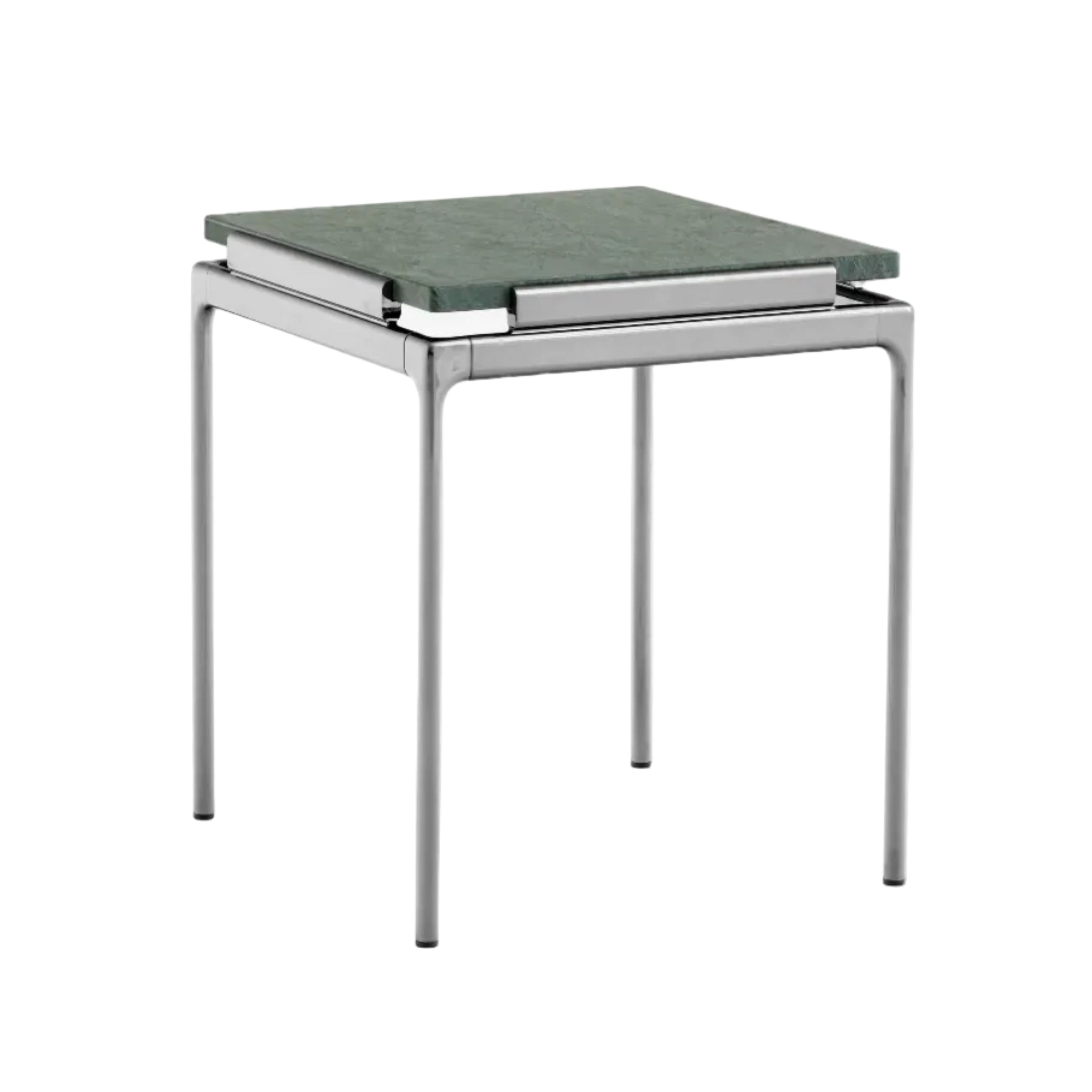 Side table SETT LN11 green marble top with chrome base