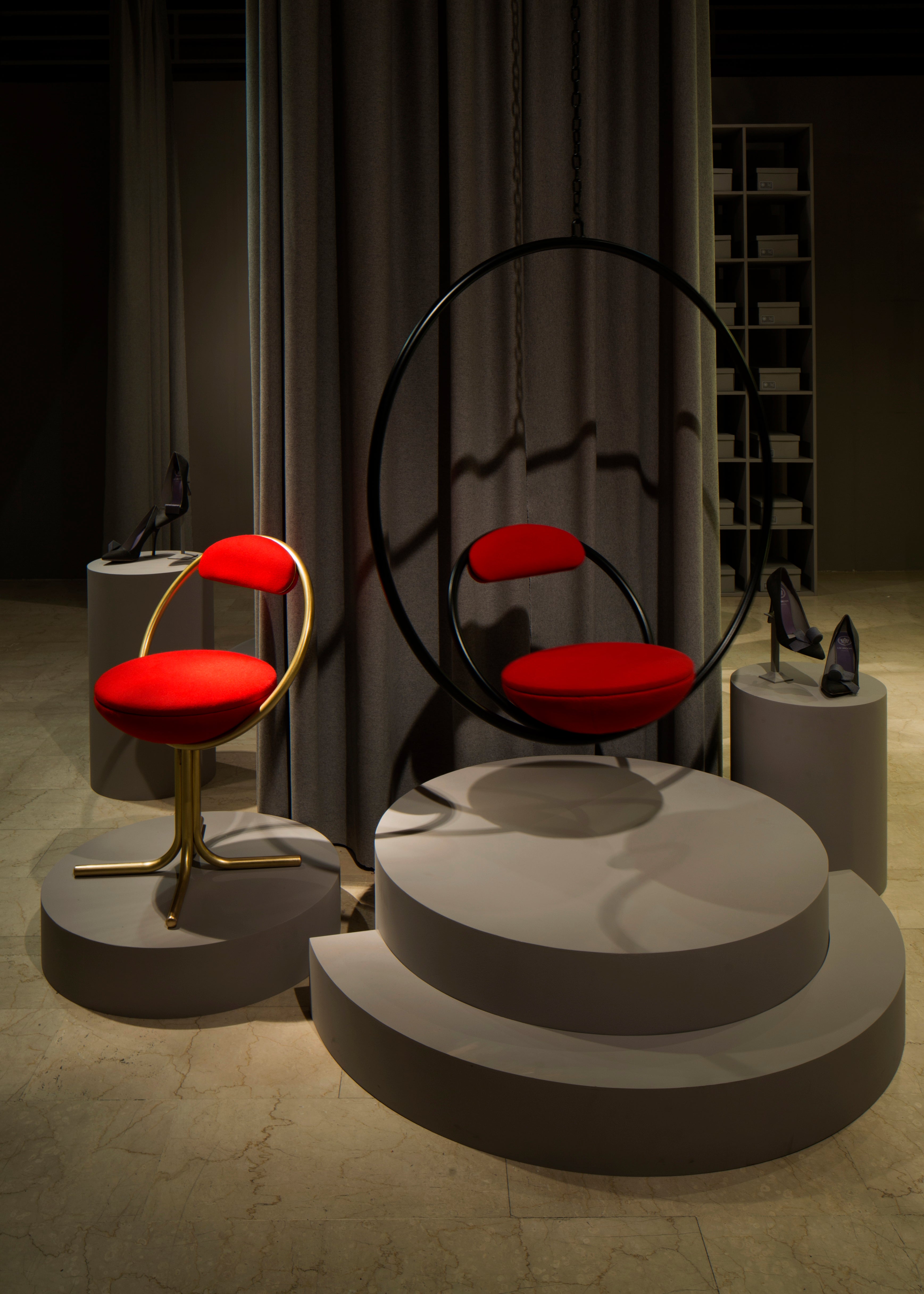 HANGING HOOP Red Hanging Chair with Black Finish