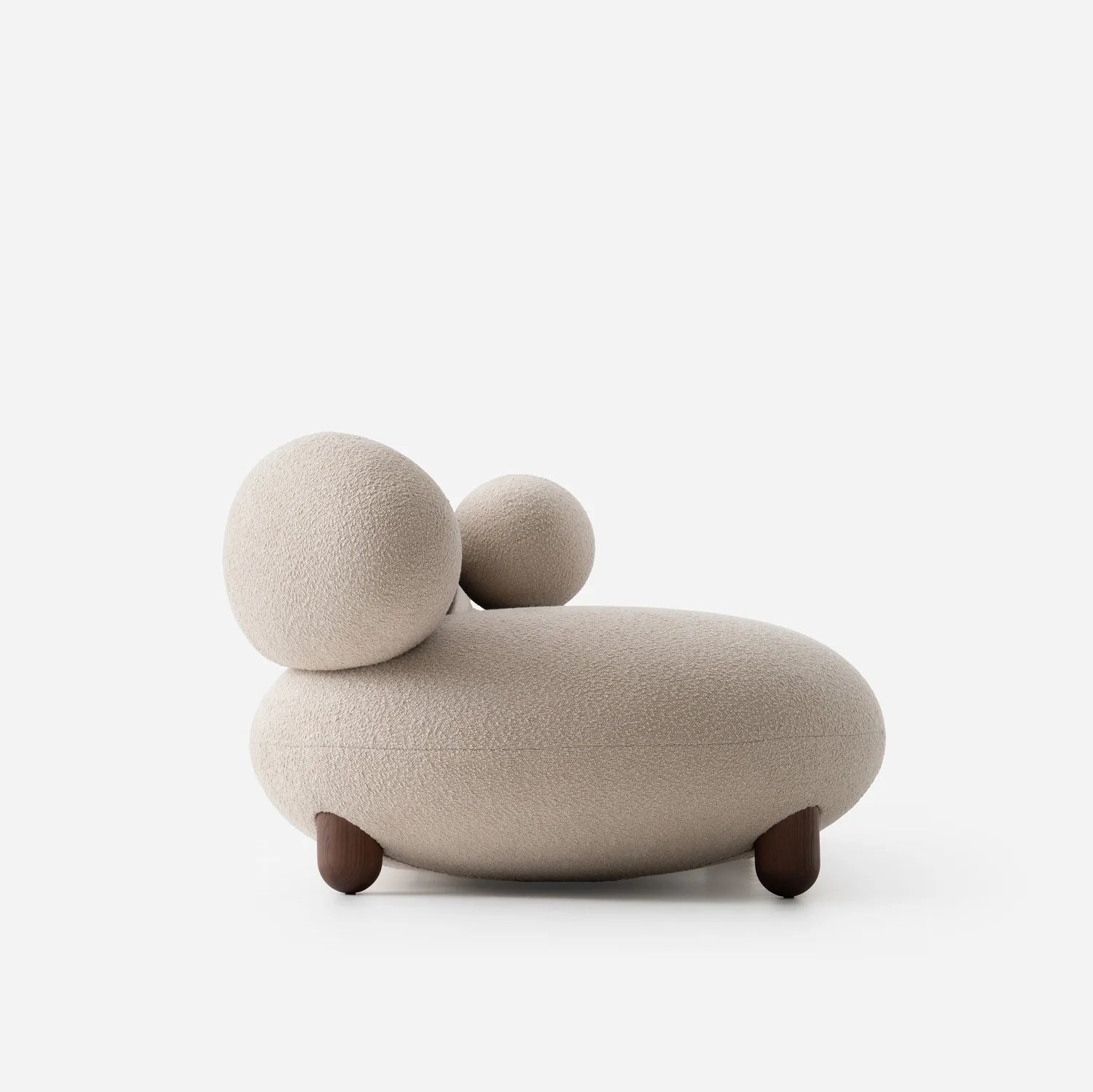 Upholstered FLOCK sofa with a wooden base