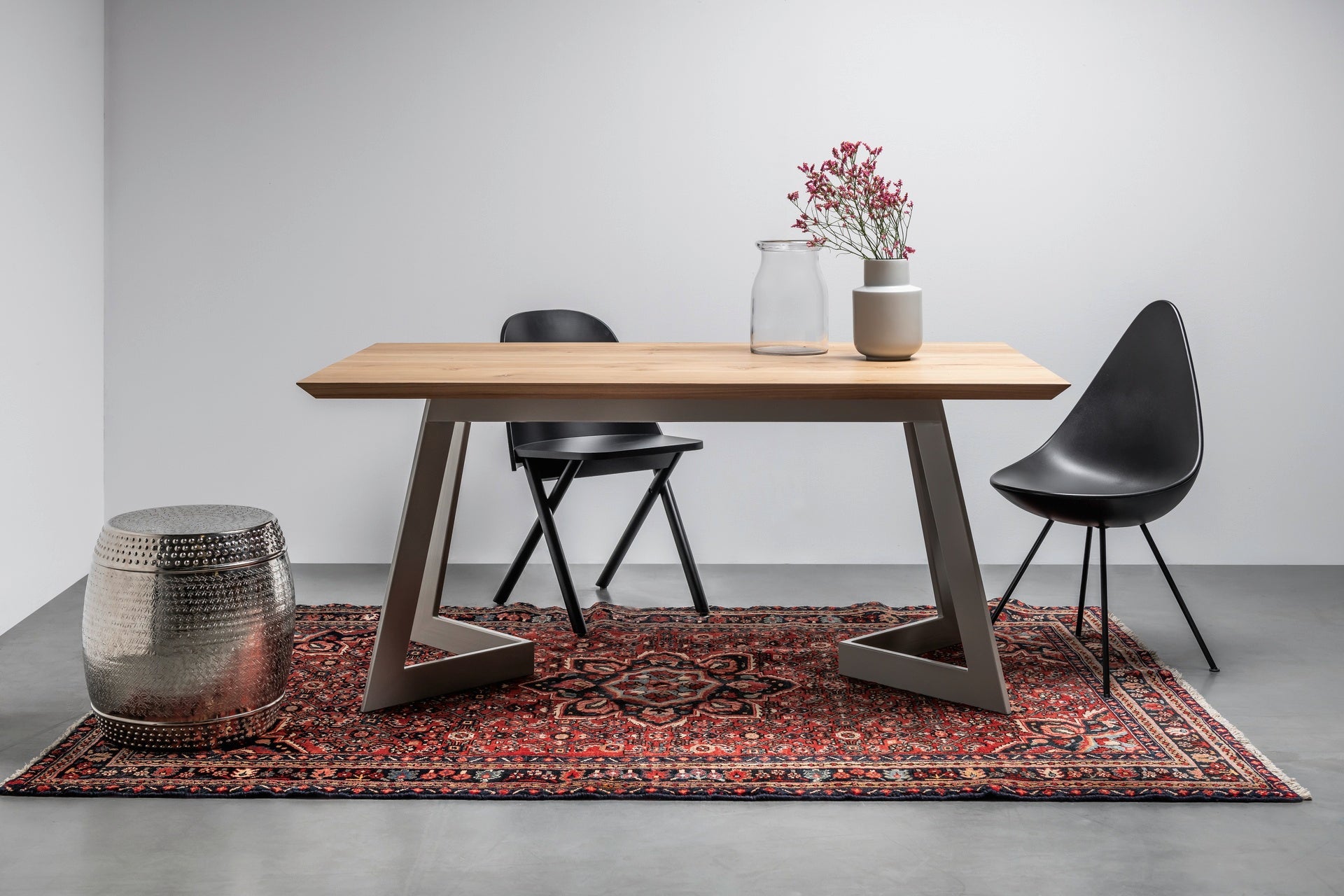 ANTONIO oak table top with steel base