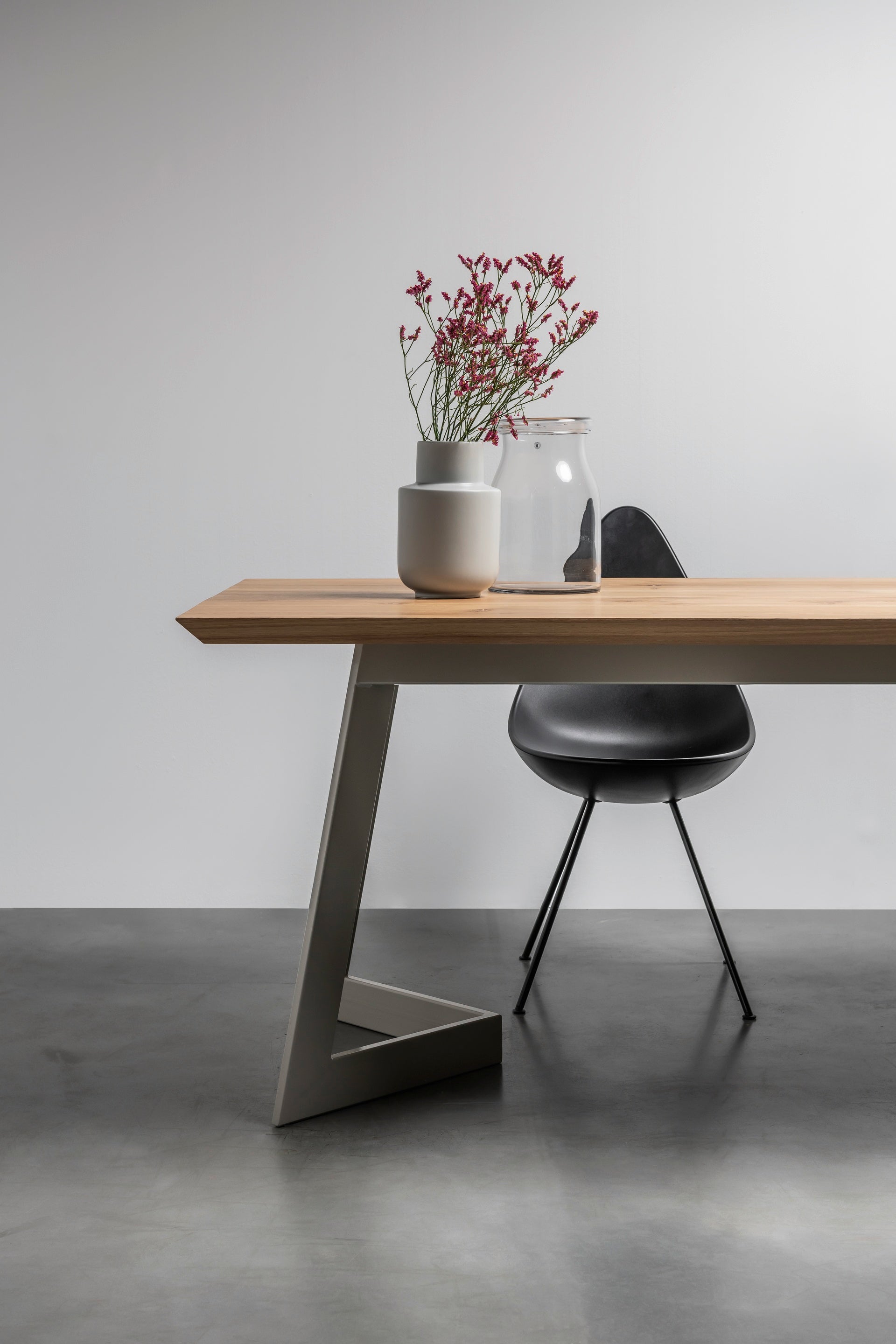 ANTONIO oak table top with steel base