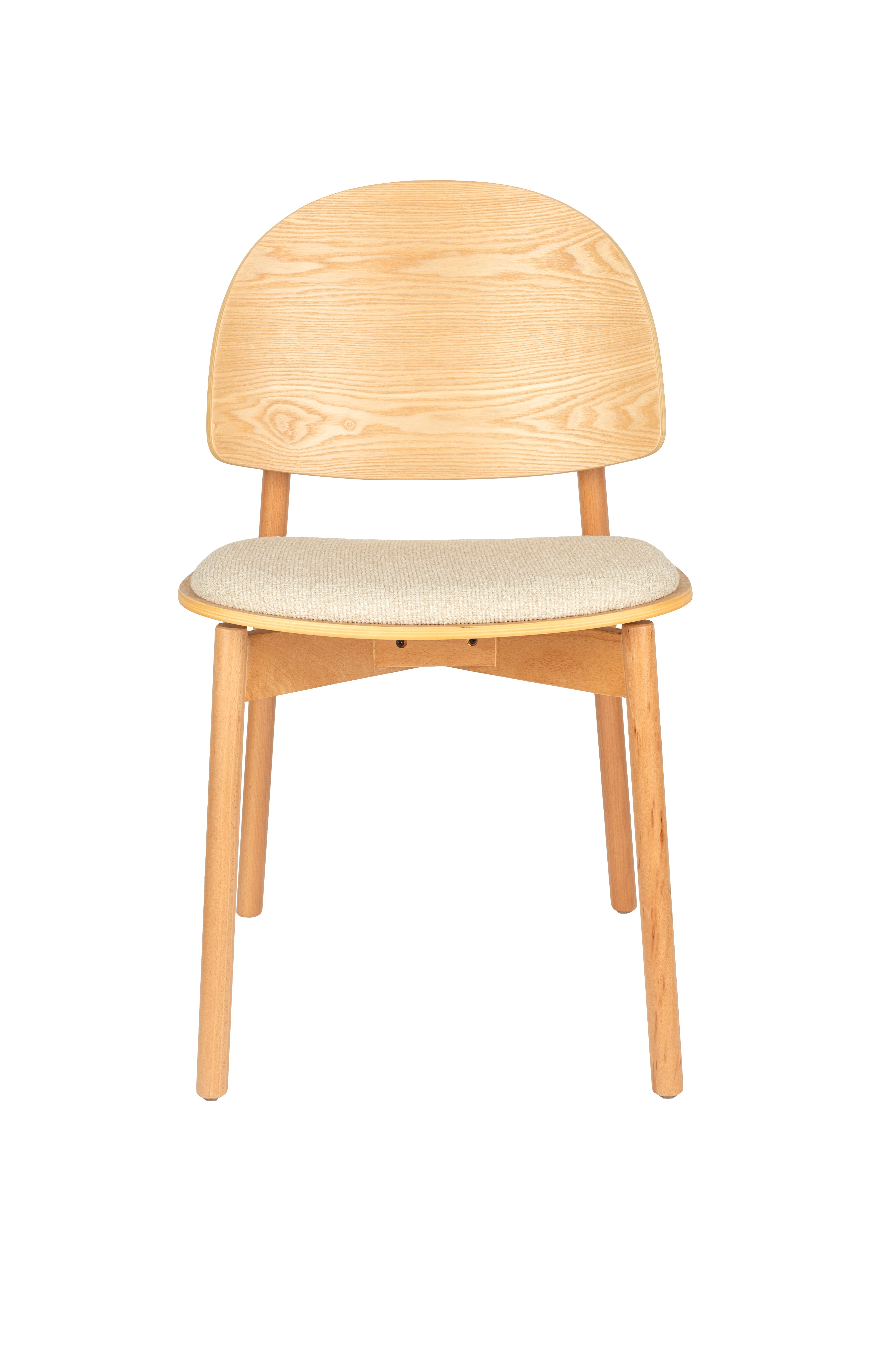 SUNRISE Chair in Beige with Wooden Base