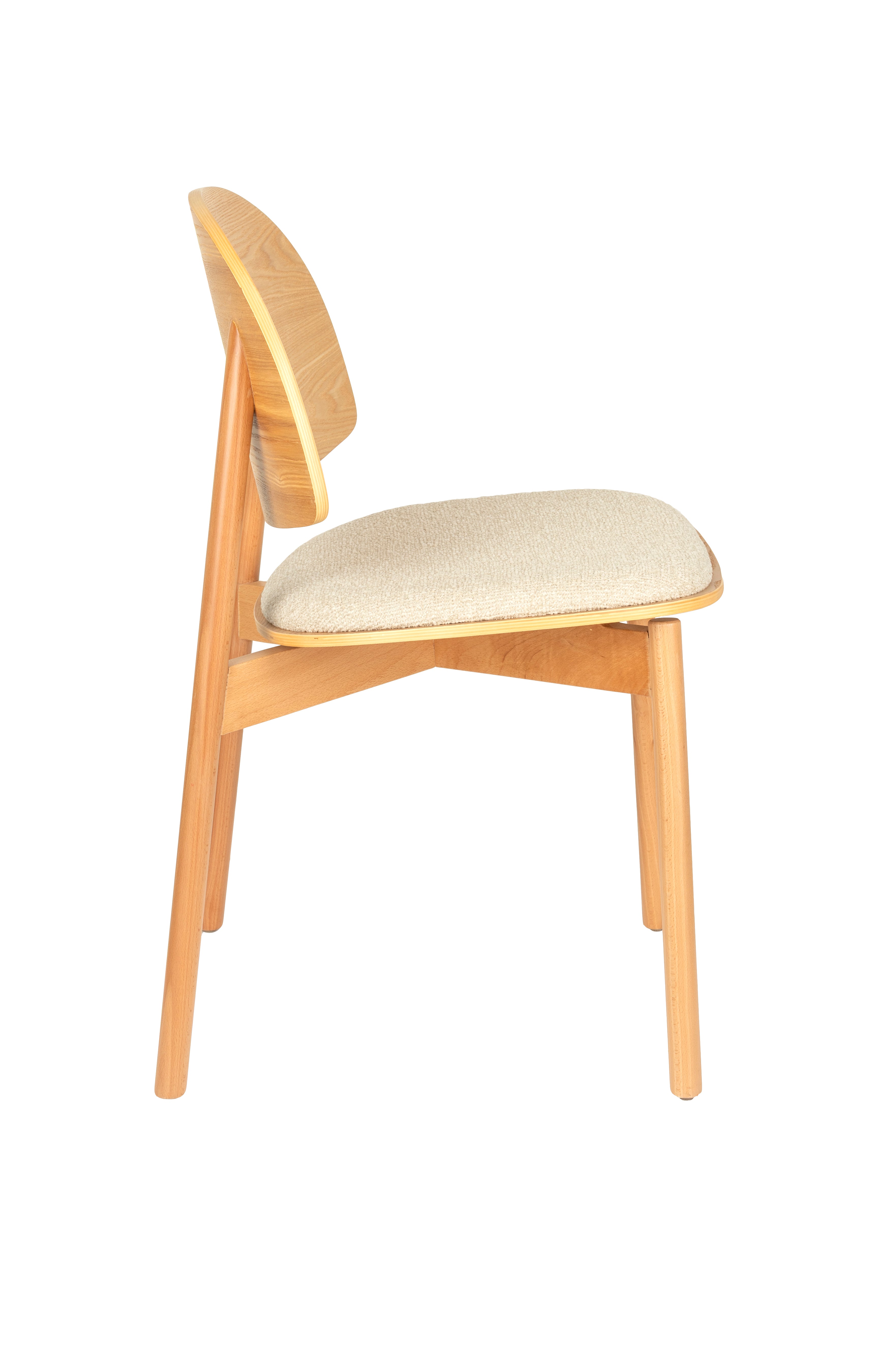 SUNRISE Chair in Beige with Wooden Base