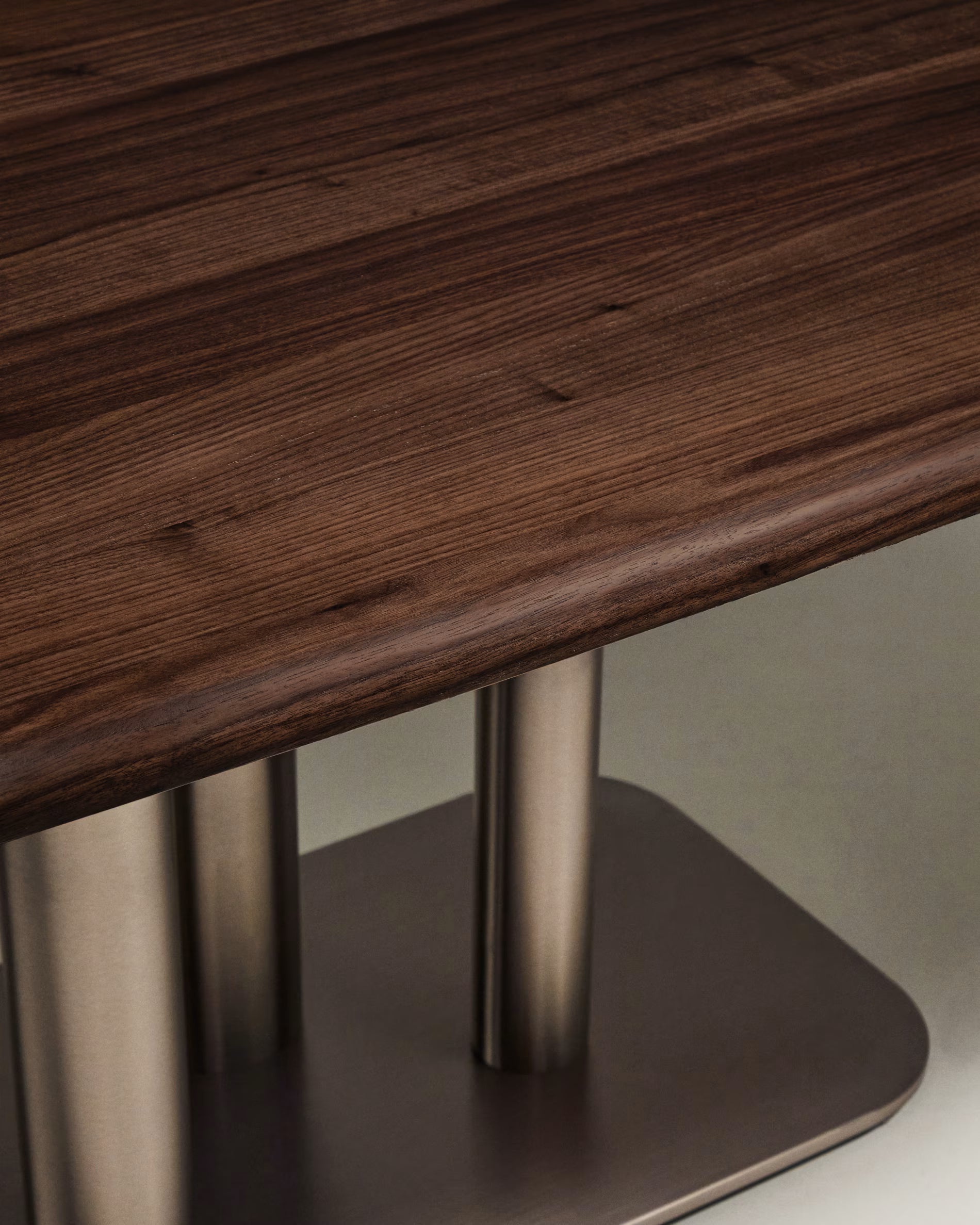 MELVAR table with walnut veneer and steel base