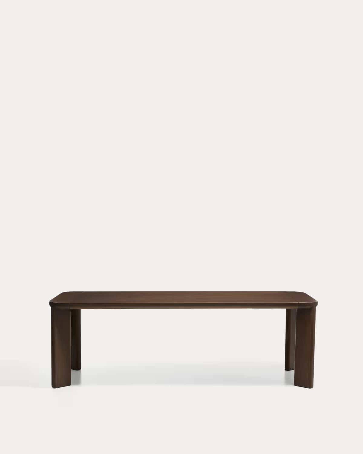 Extendable table JONDAL in dark solid wood and oak veneer.