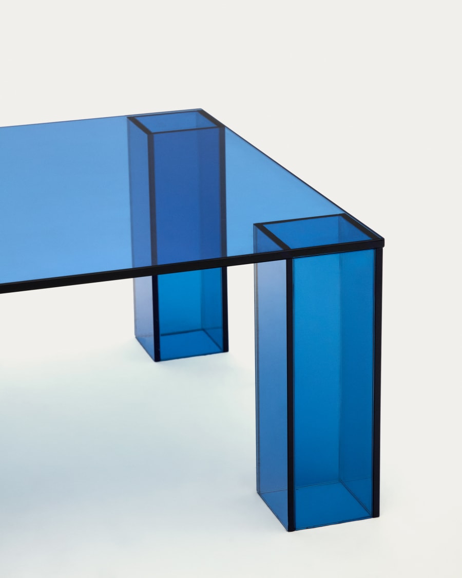 Coffee table adularia blue tempered glass