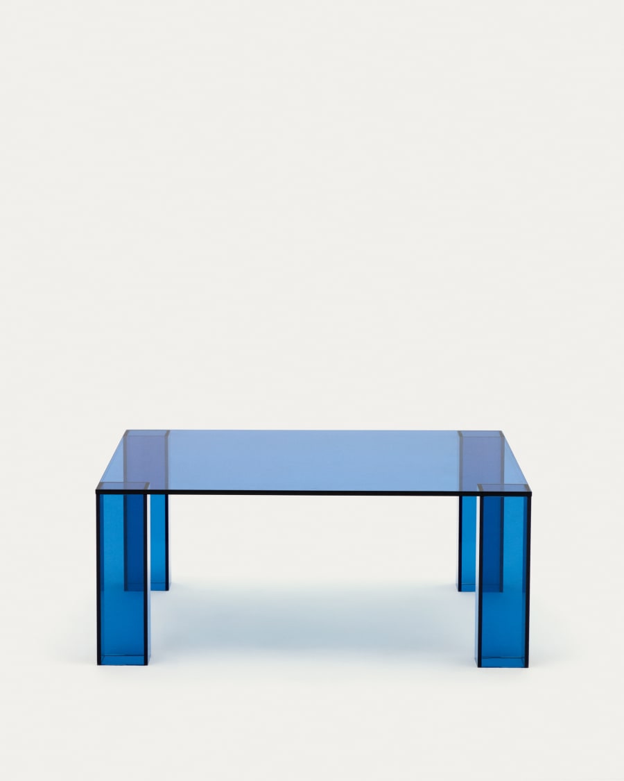 Square table adularia blue tempered glass