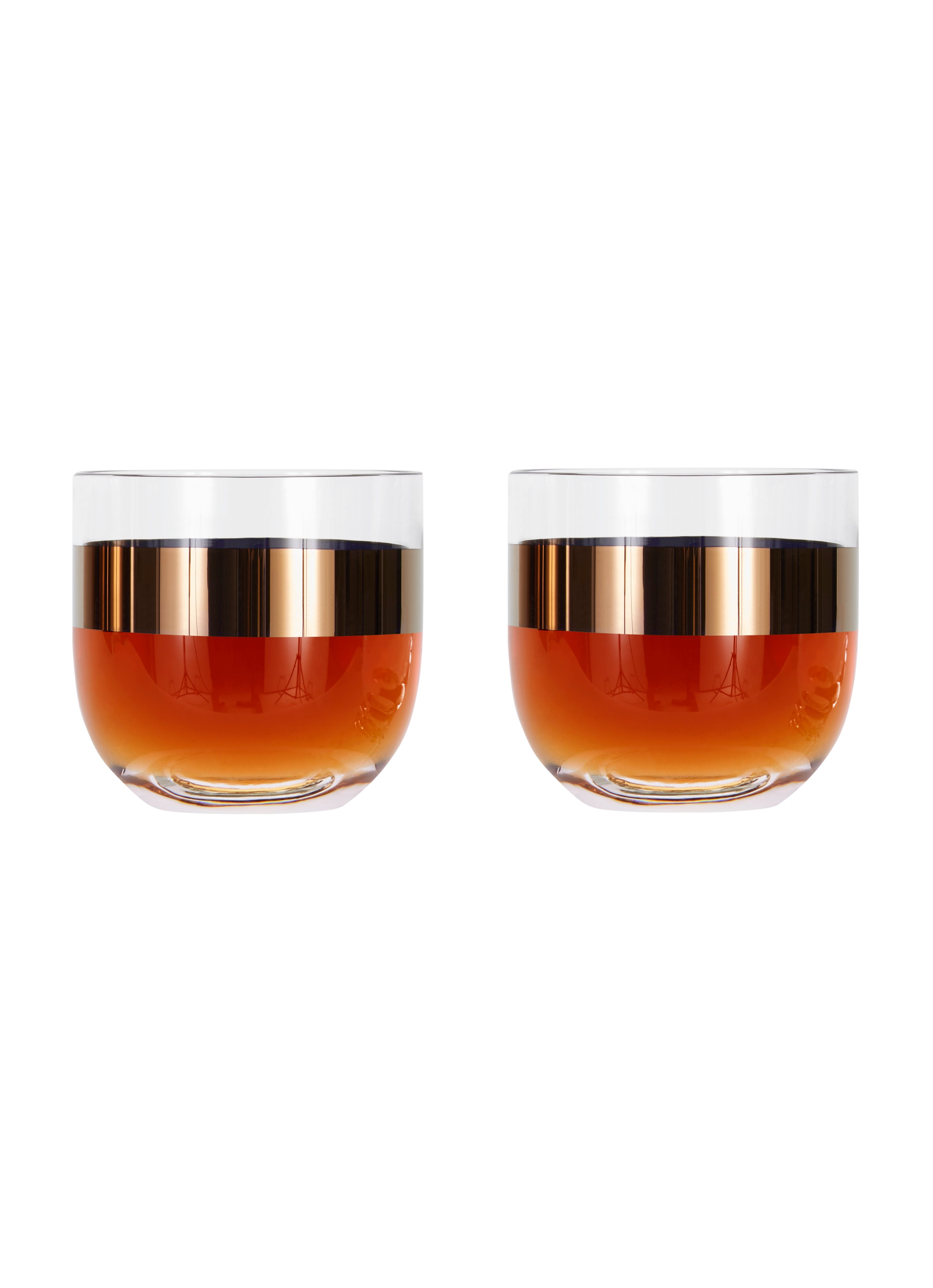 Set of whiskey glasses copper tank