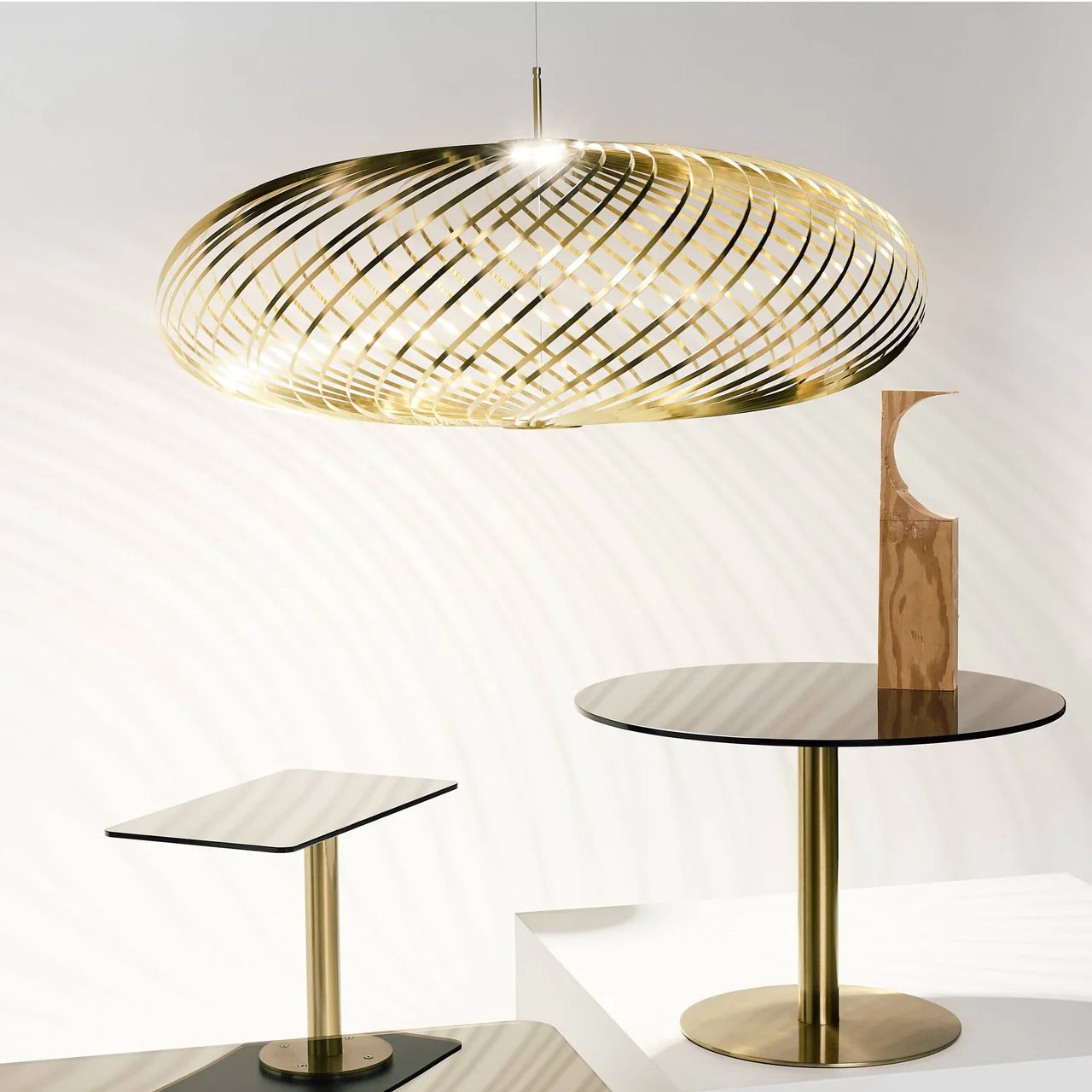 Flash square side table brass base