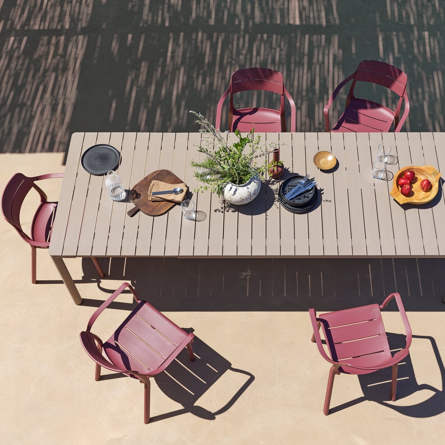 Turquoise outdoor chair with armrests CASSIA