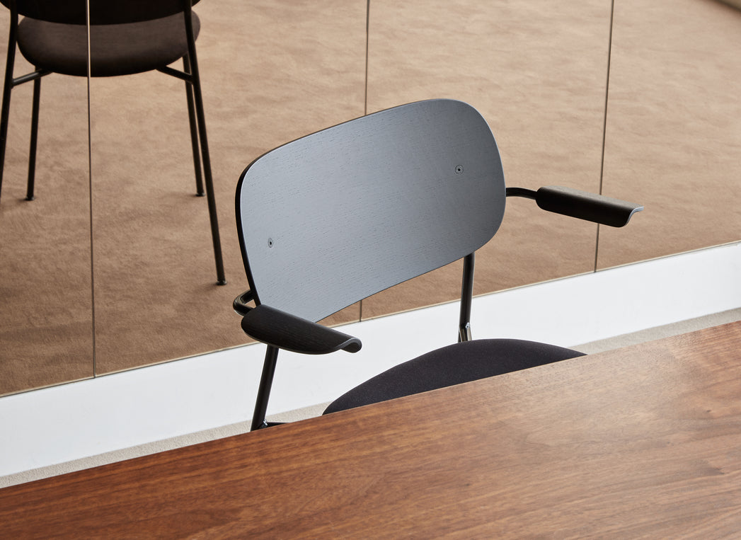 CO oak veneer armchair with black base