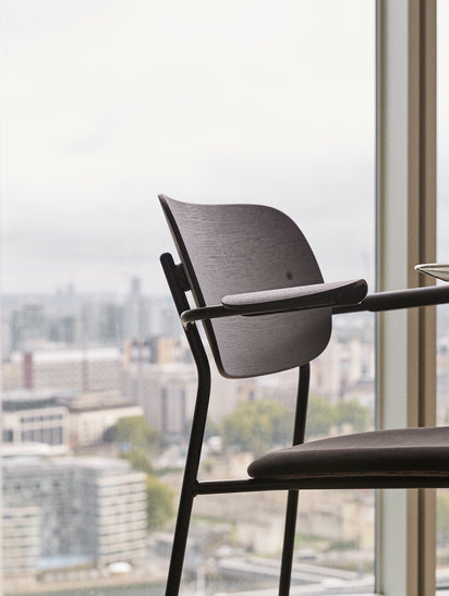 CO oak veneer armchair with black base