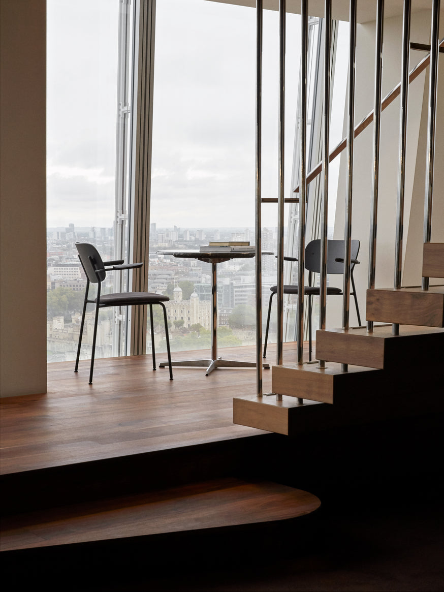 CO oak veneer armchair with black base