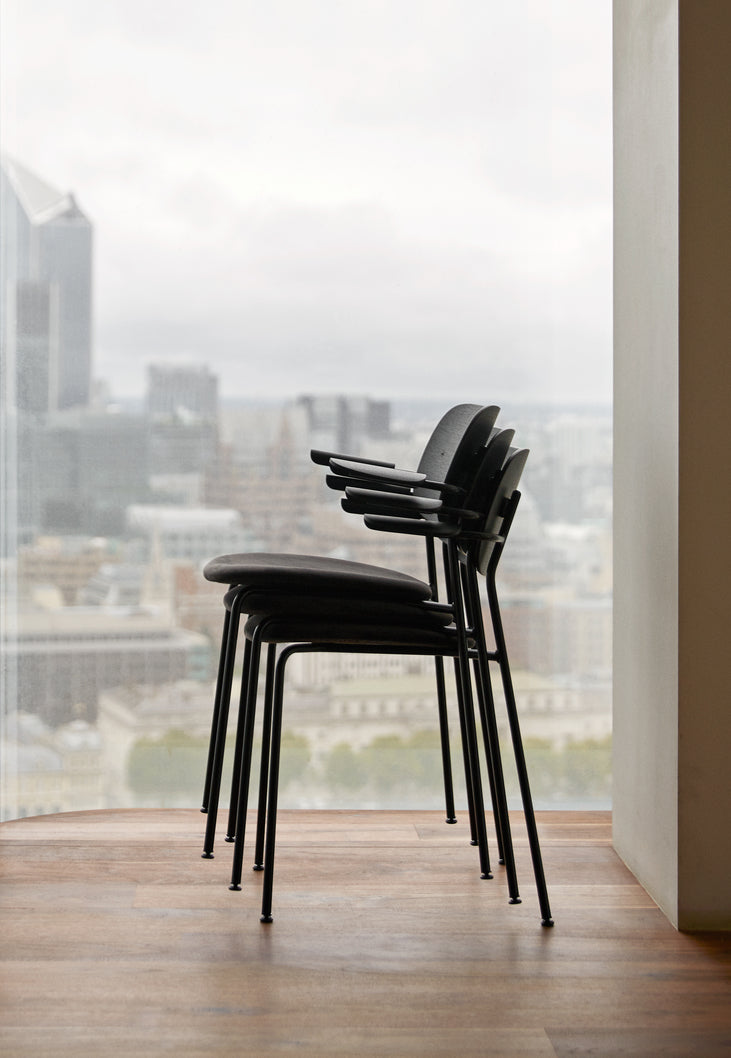 CO oak veneer armchair with black base