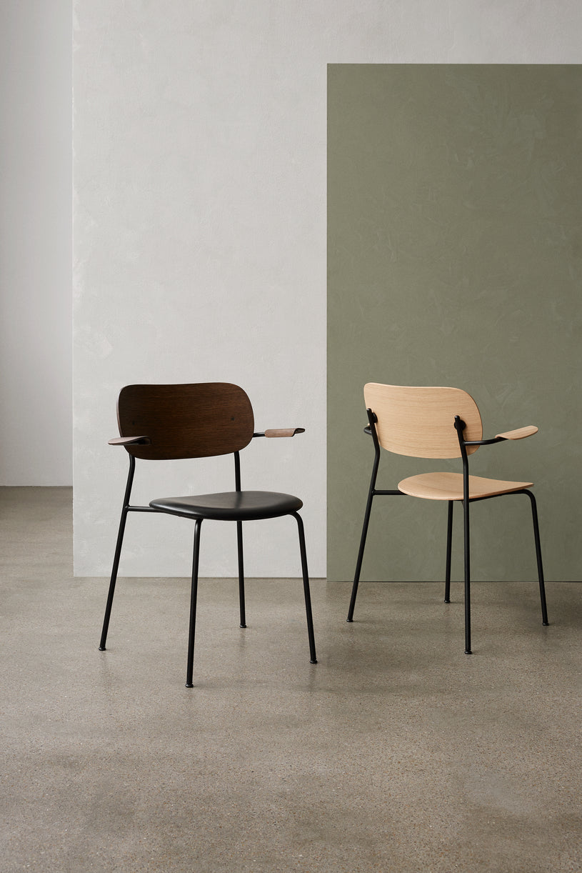 CO oak veneer armchair with black base