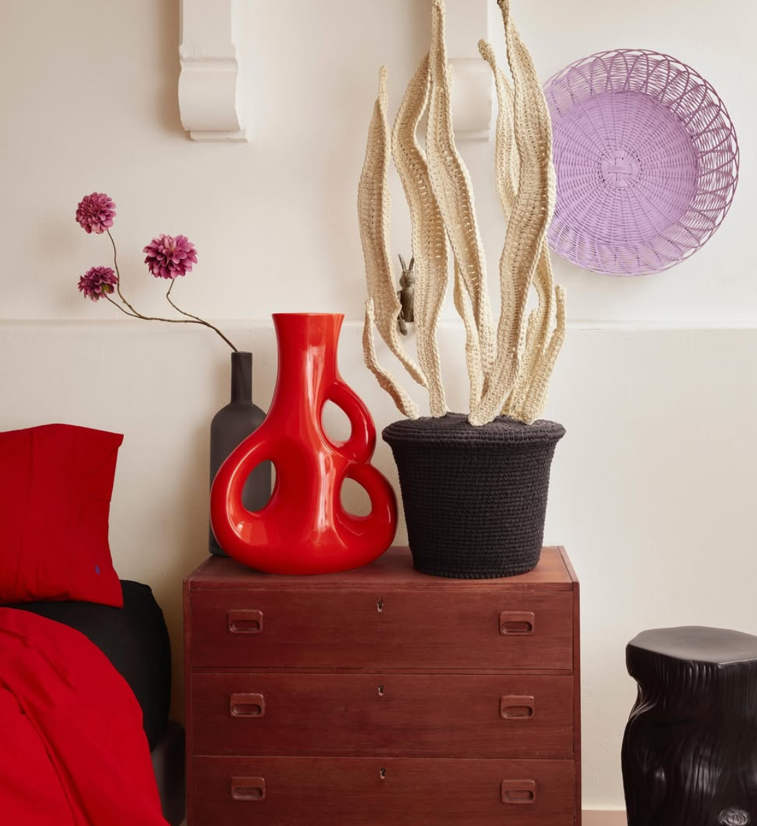 Vase THREE EARS korallenrot