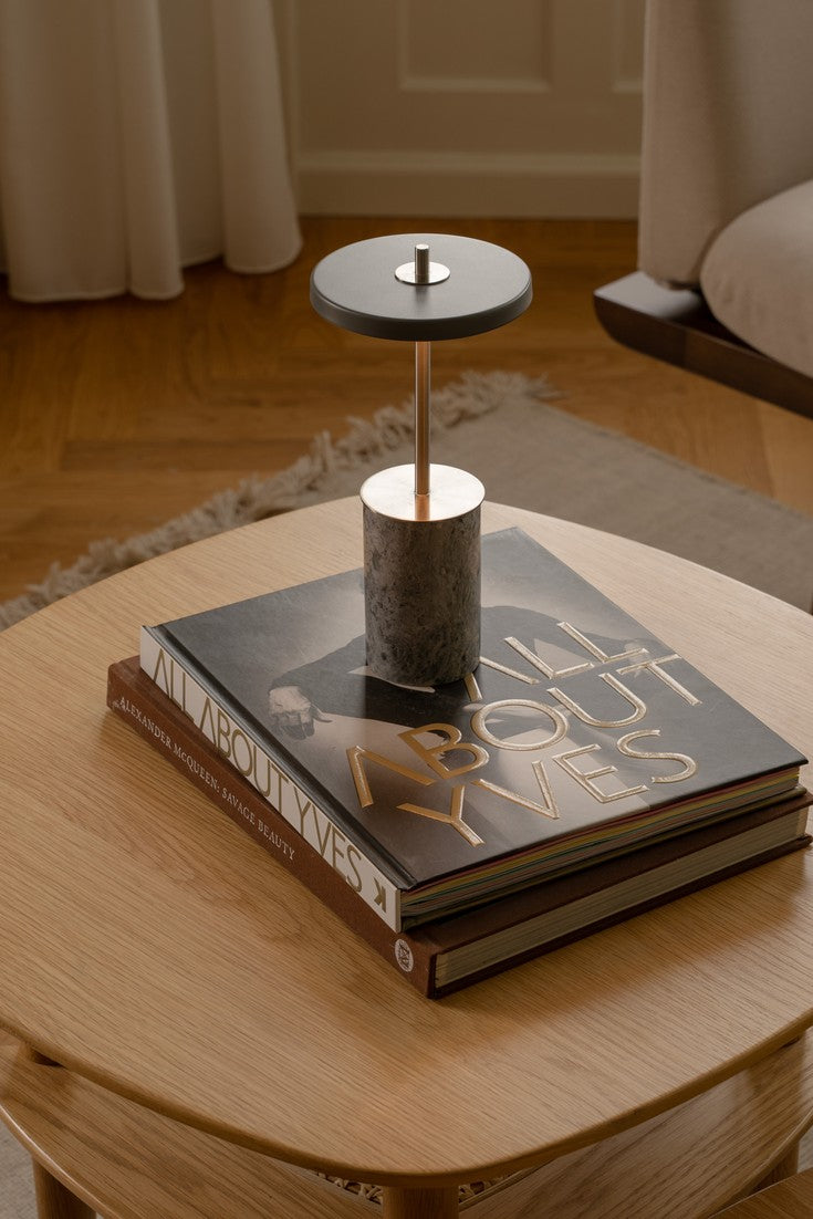 ASTERIA MOVE MINI Table Lamp in Gray Marble with Gold Accent