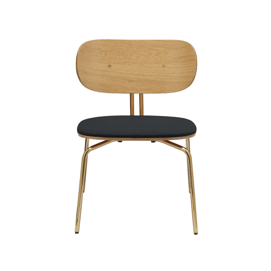 Anthracite curious armchair with a golden base
