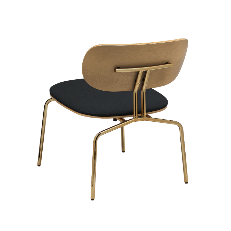 Anthracite curious armchair with a golden base