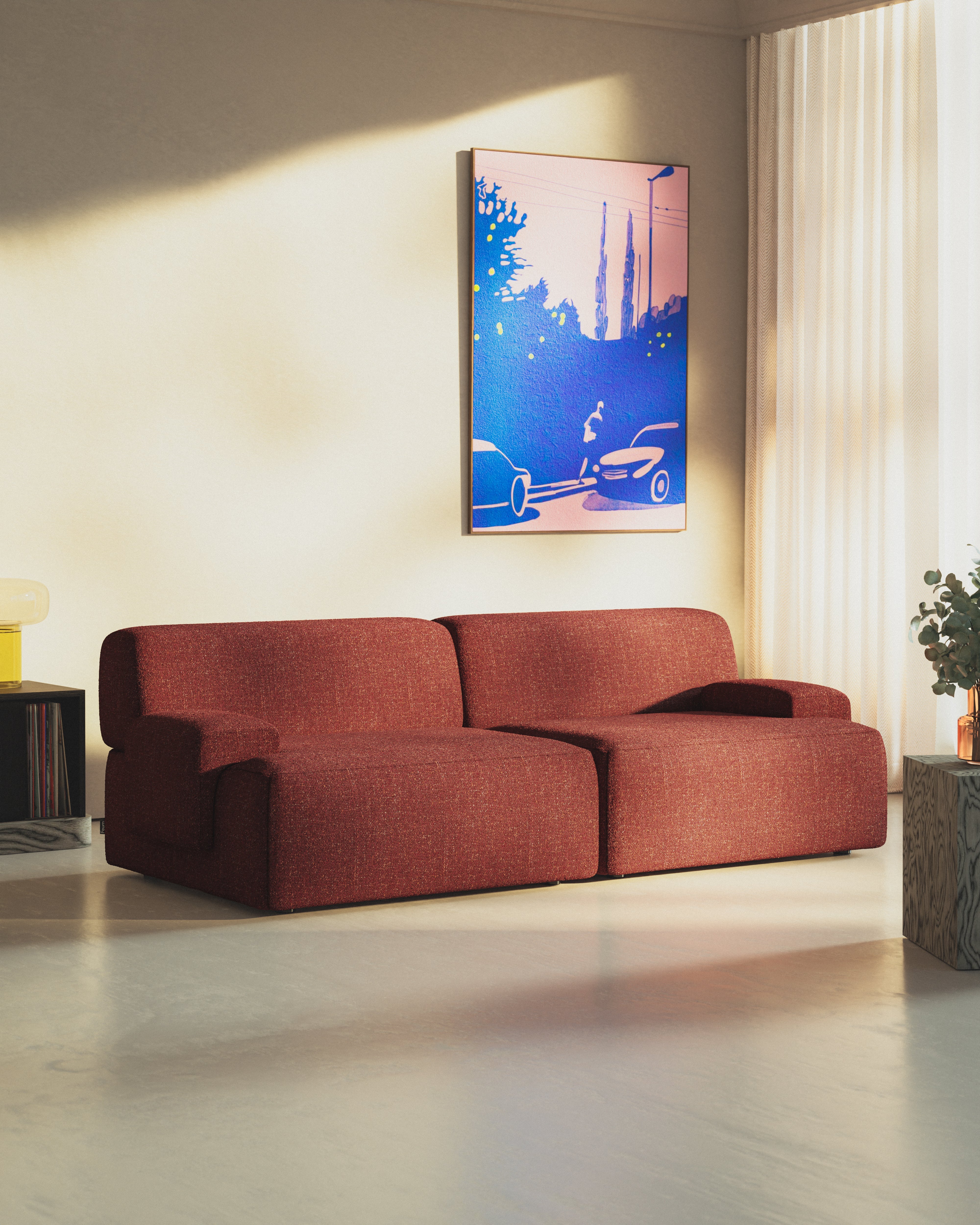 2-seater modular sofa UMI chestnut red [Amelia]