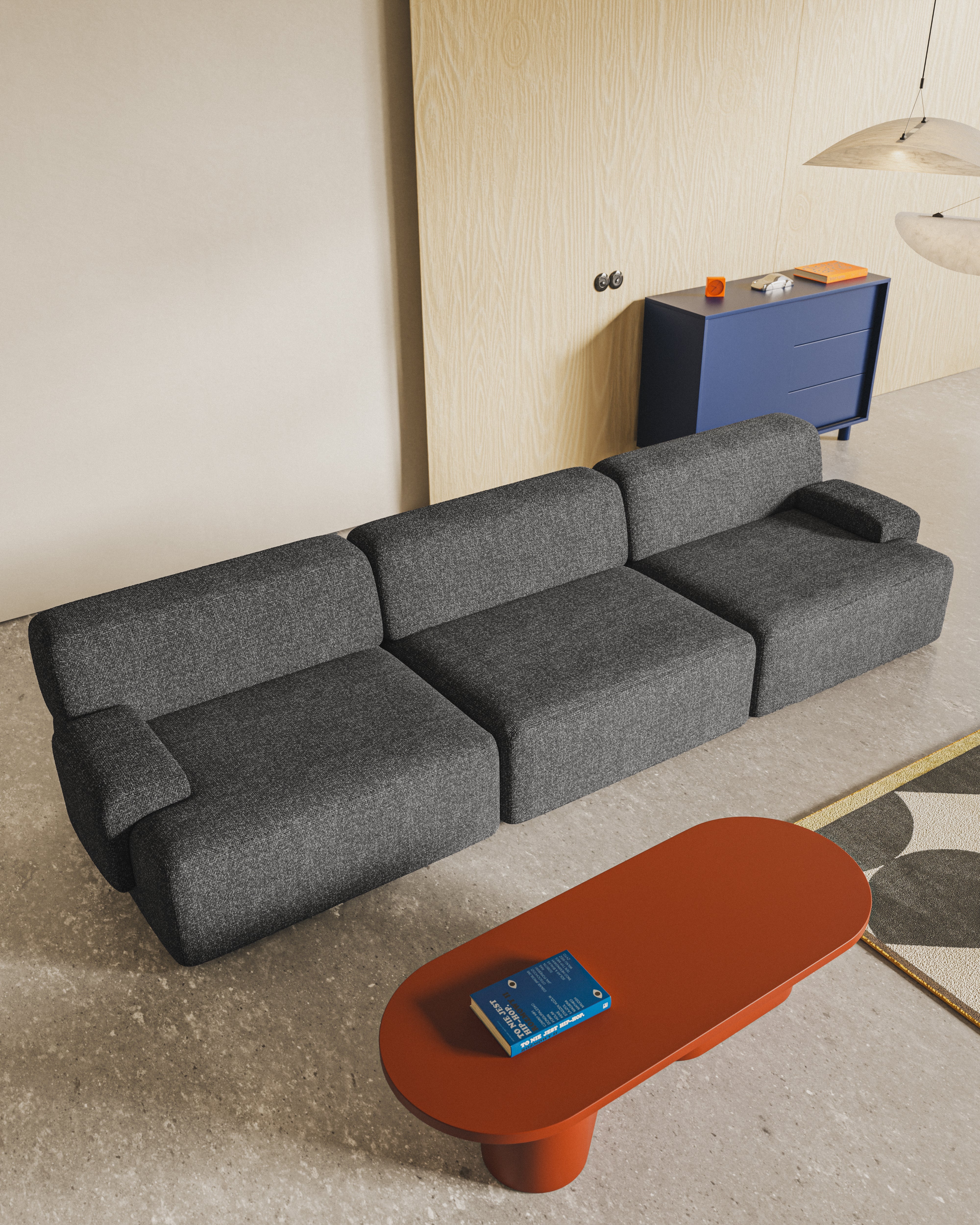 Modularsofa für 3 Personen UMI grau [Amelia]