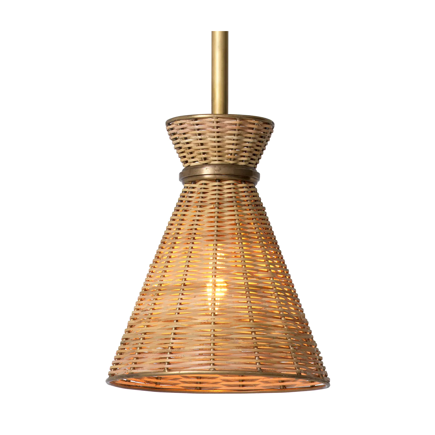 Hanging lamp Konic ancient gold with wicker