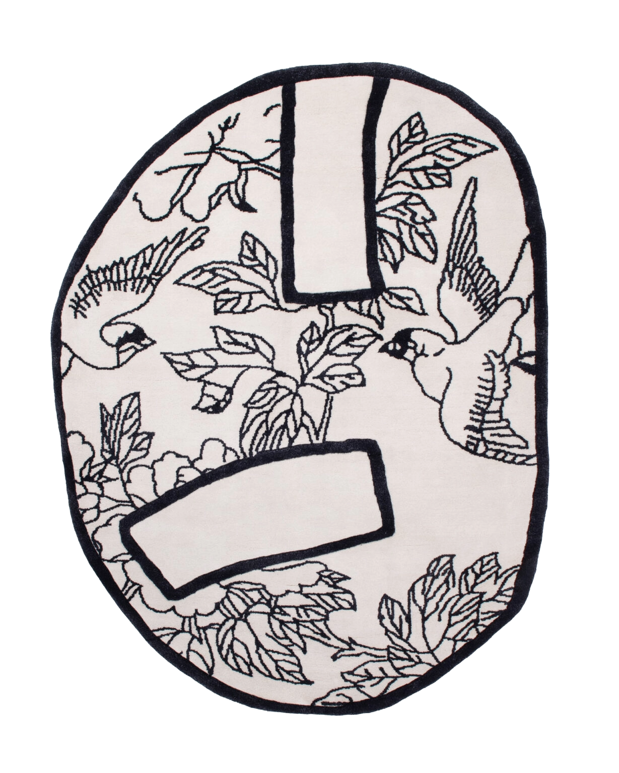 Ovaler dekorativer Teppich SHAPE OF A BREAK schwarz