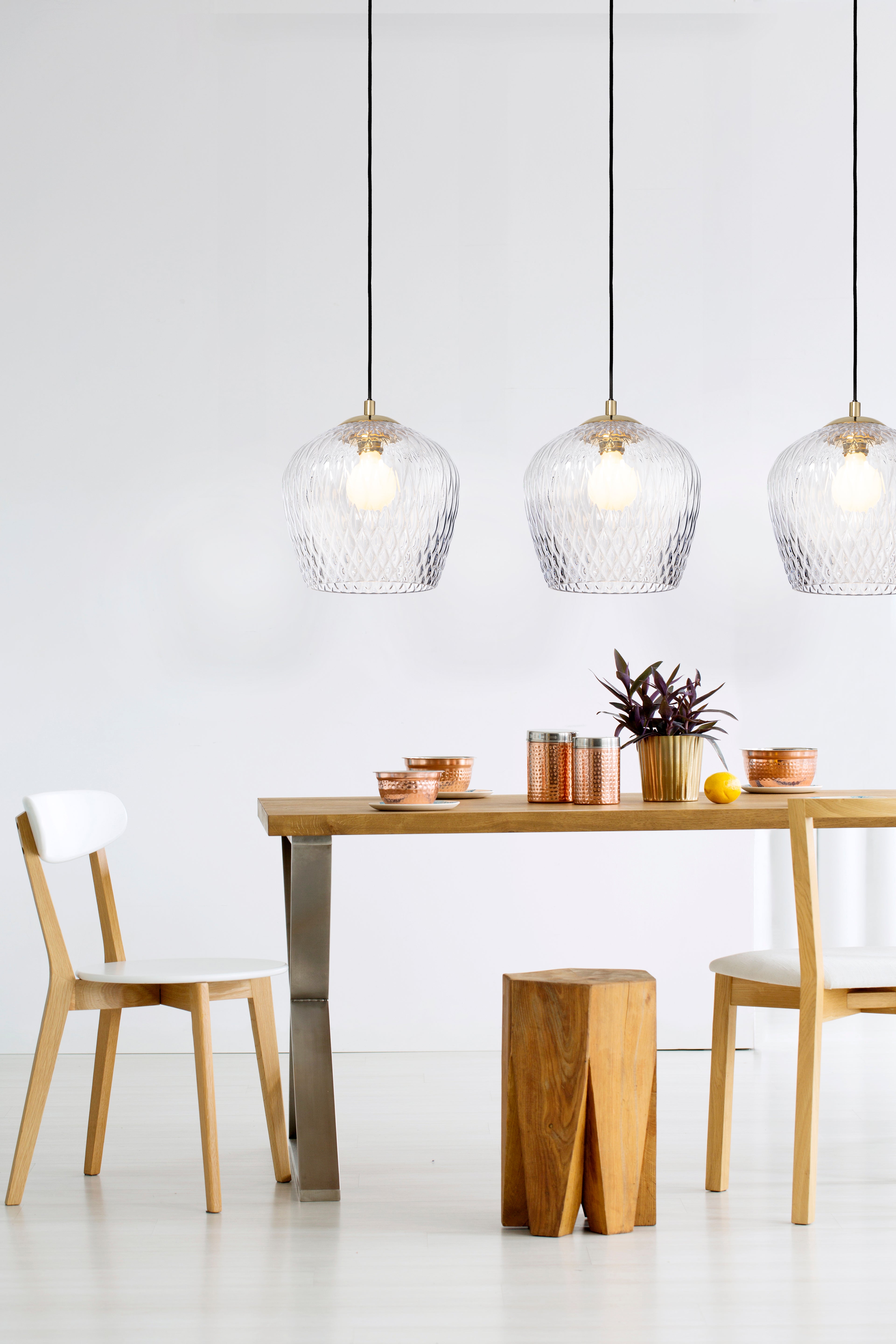 VENUS 3 Glass Shade Pendant Light on a Bar