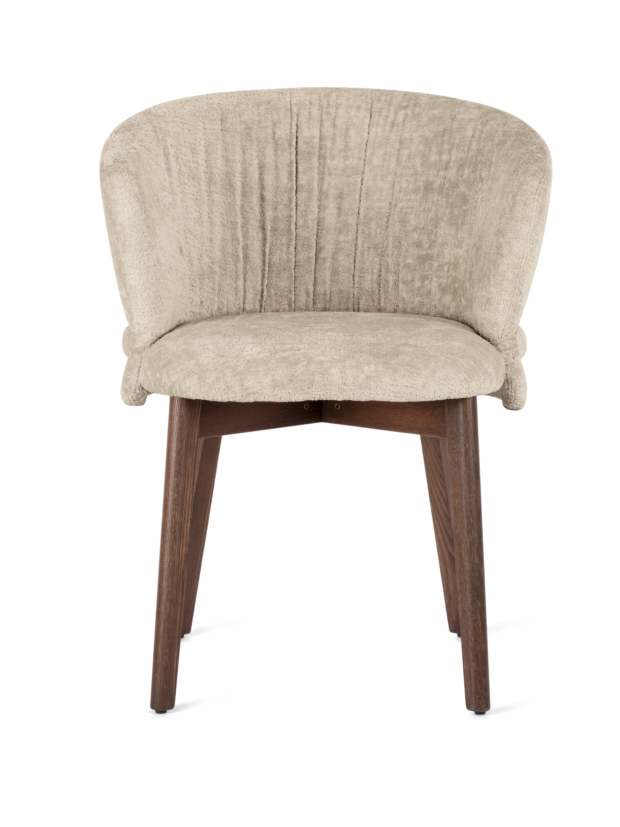 VANILLA upholstered chair with a dark wooden base