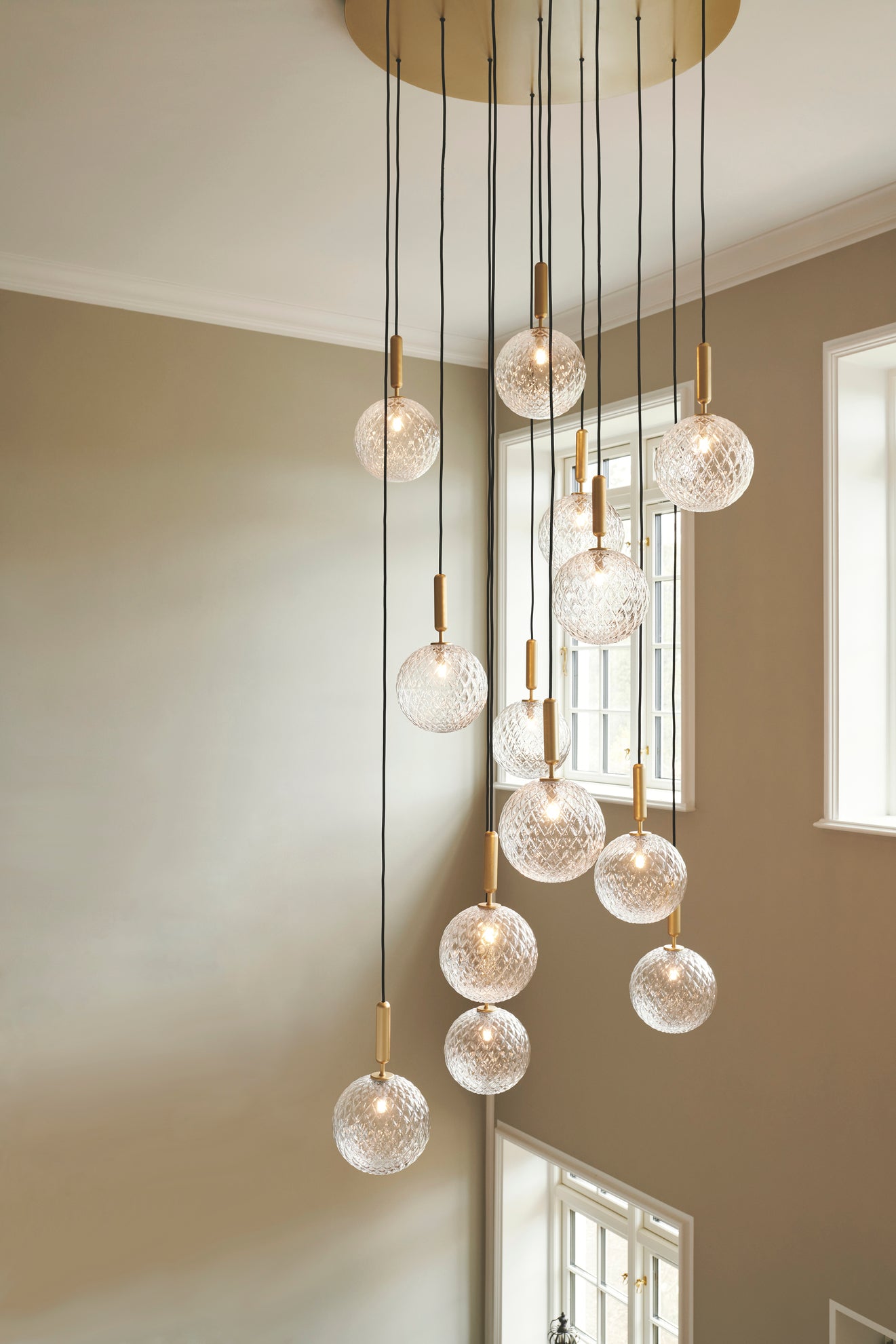 MIIRA 13 Pendant Lamp in Brass with Opal Glass