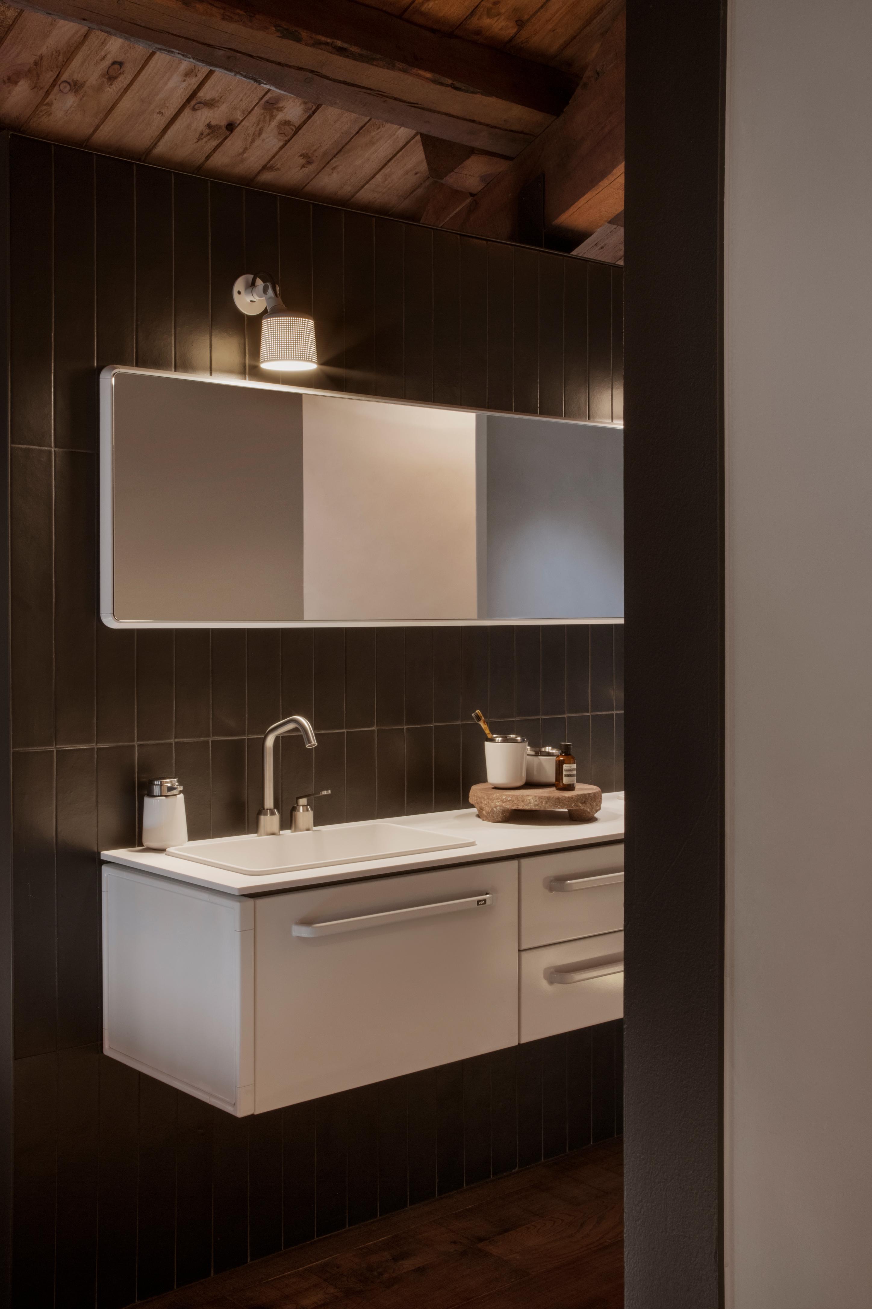 VIPP bathroom mirror with white aluminum frame
