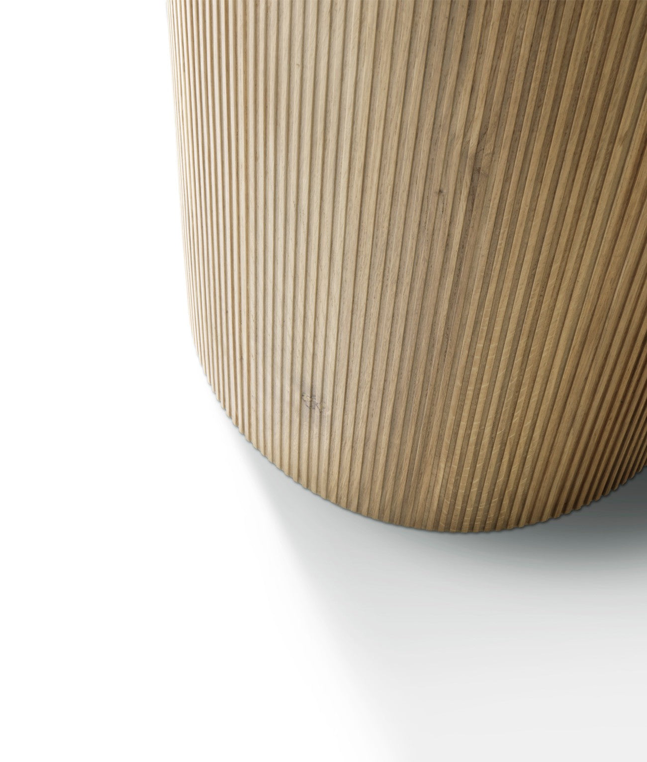 Round Table CABIN with a light oak base and a gray limestone top